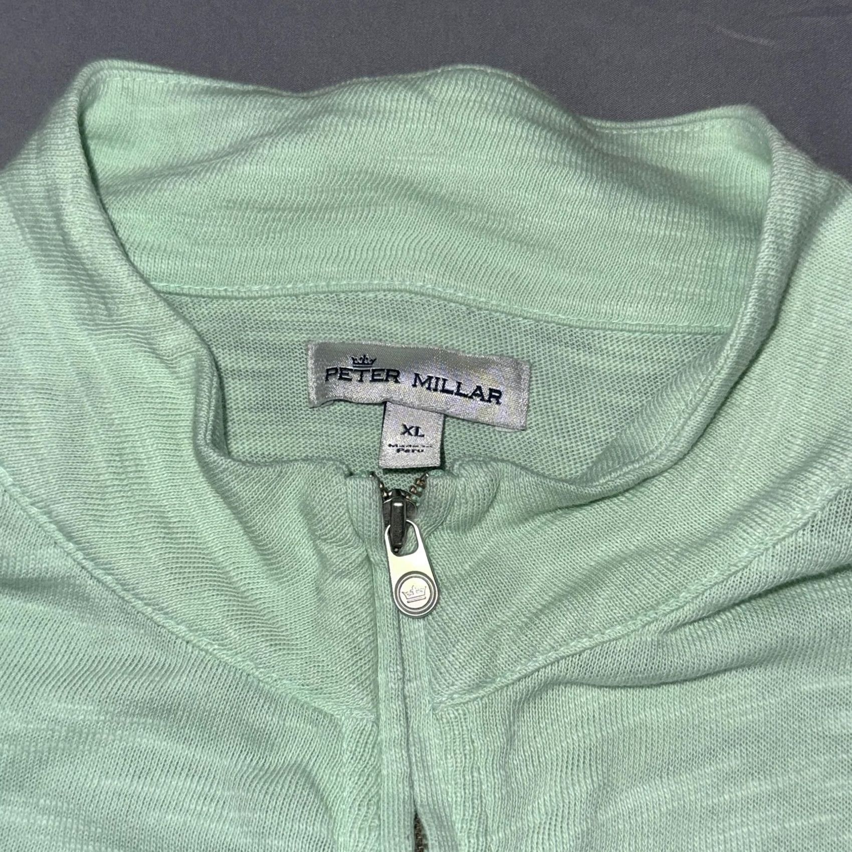 Peter Millar Peter Millar Sweater Mens XL Light Green Quarter Zip 100% Cotton Golf Pullover Size US XL / EU 56 / 4 - 4 Thumbnail