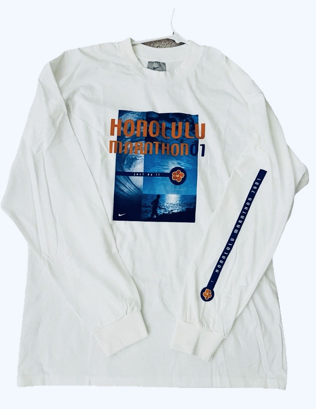 Nike Vintage Nike Long Sleeve Honolulu Marathon 2001 White Cotton Size US M / EU 48-50 / 2 - 1 Thumbnail