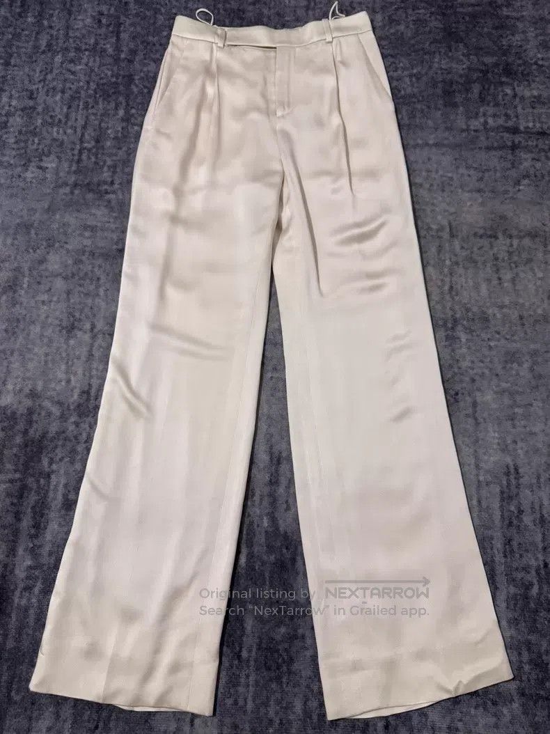 Saint Laurent Paris Saint Laurent Paris Satin Beige Straight Leg Flare Trouser Size US 42 / EU 58 - 1 Thumbnail