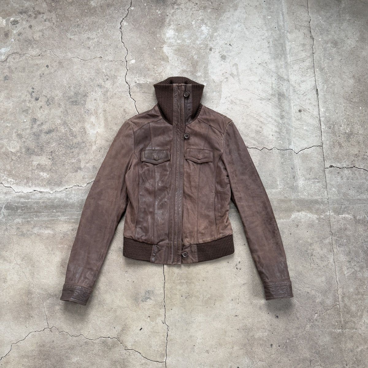Vintage Vintage Avant Garde Leather BrownJacket Size M / US 6-8 / IT 42-44 - 1 Thumbnail