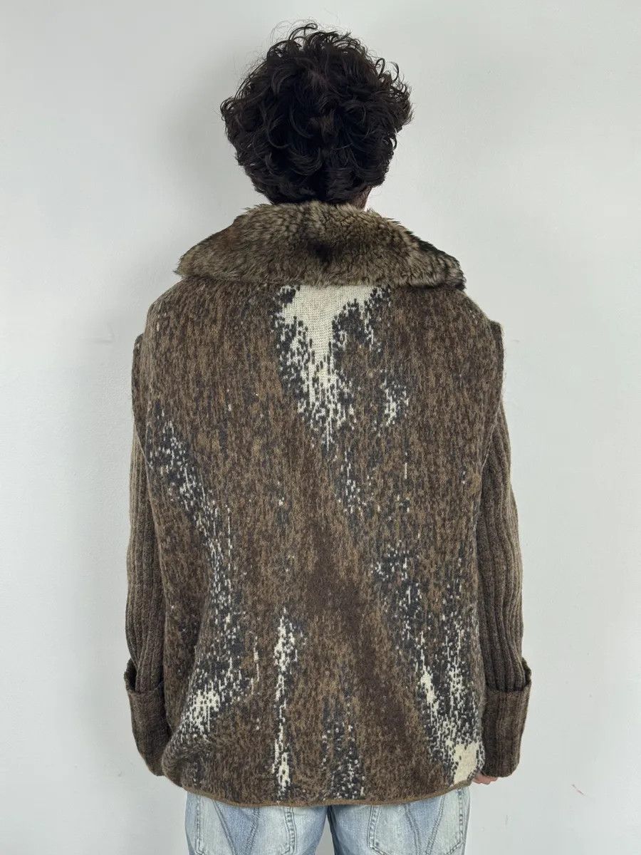 Roberto Cavalli 2000s Roberto Cavalli Brown Wool Mohair Fur Collar Light Jacket Size US XL / EU 56 / 4 - 4 Thumbnail