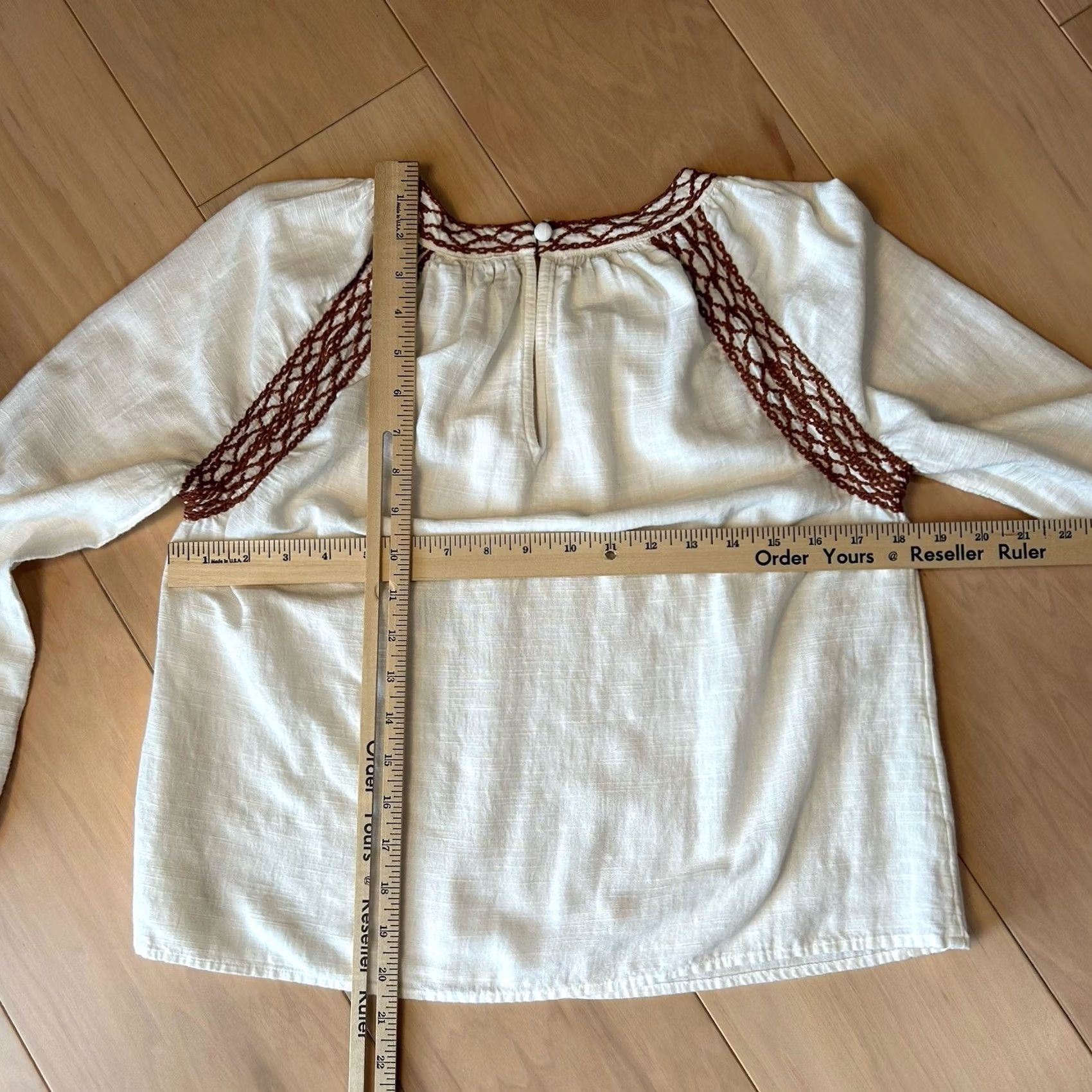 Faherty Faherty Arles Top Embroidered Blouse Egret Long Sleeve Women's S Size S / US 4 / IT 40 - 4 Thumbnail