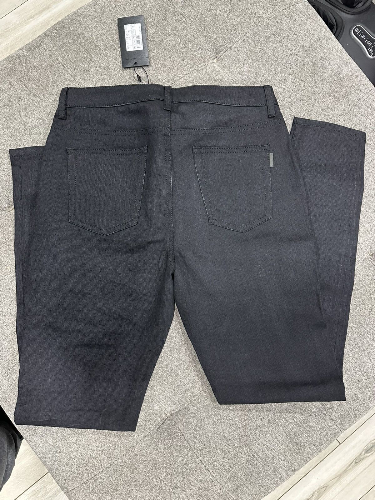 Saint Laurent Paris × Yves Saint Laurent Brand New Saint Laurent Black Coated Jeans Size 33" - 2 Thumbnail