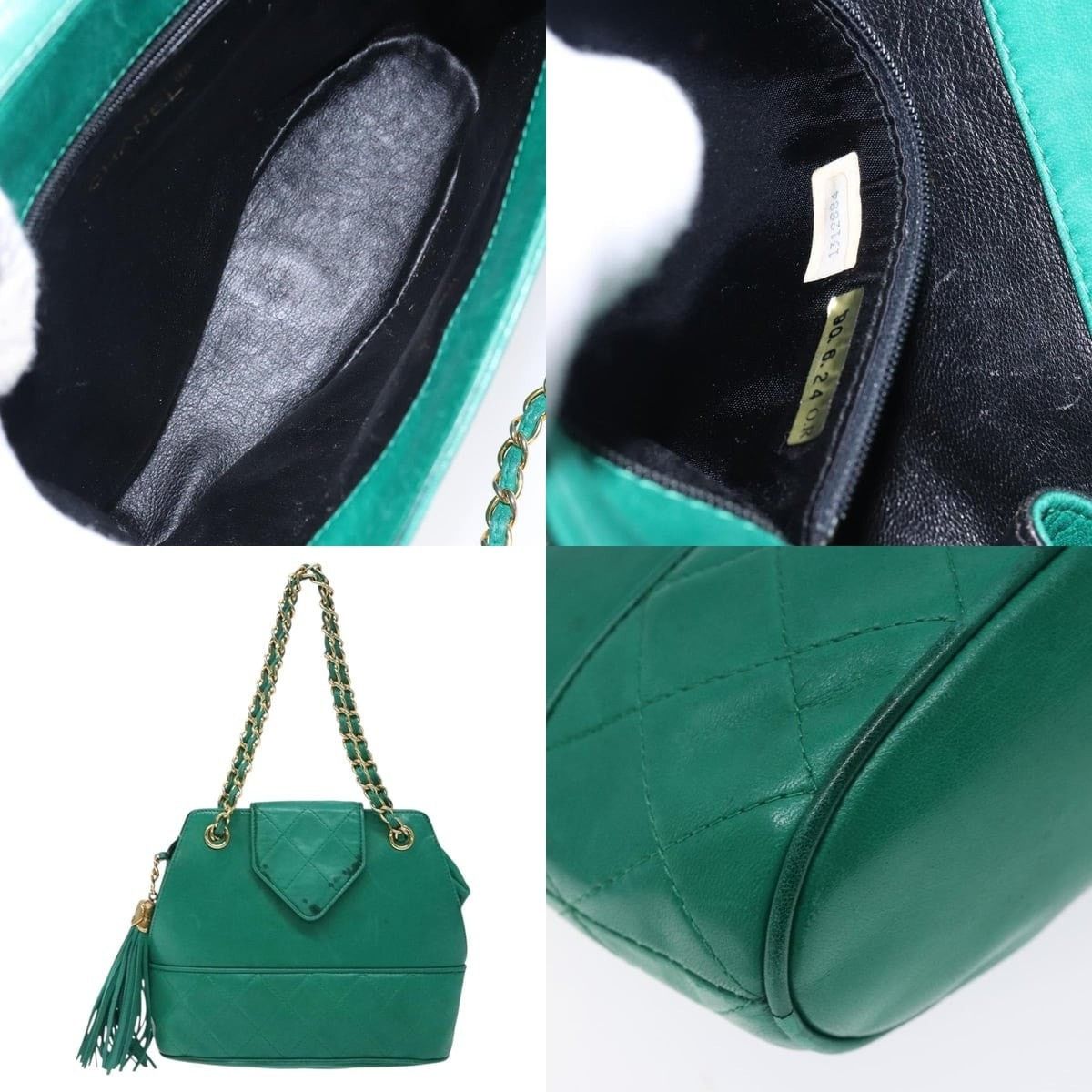 Chanel Chanel Chain Handbag Lamb Skin Green Gold CC Size ONE SIZE - 5 Thumbnail