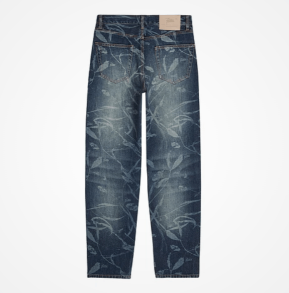 Patta o1mle0426 Patta Leaves Laser Print Denim Pants in Blue Size US 34 / EU 50 - 5 Thumbnail