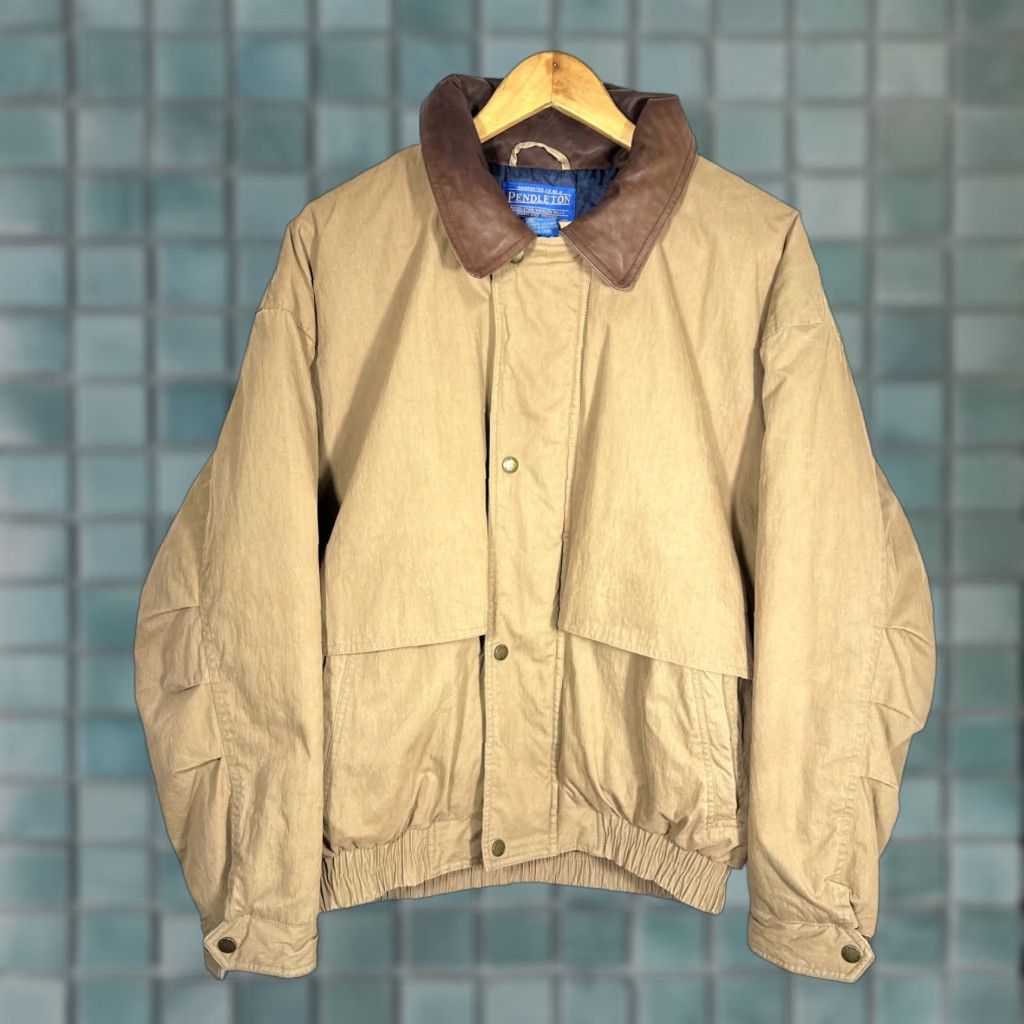 Pendleton Pendleton Bomber Jacket Field Mens Large Brown Leather Collar Full Zip Size US L / EU 52-54 / 3 - 1 Thumbnail