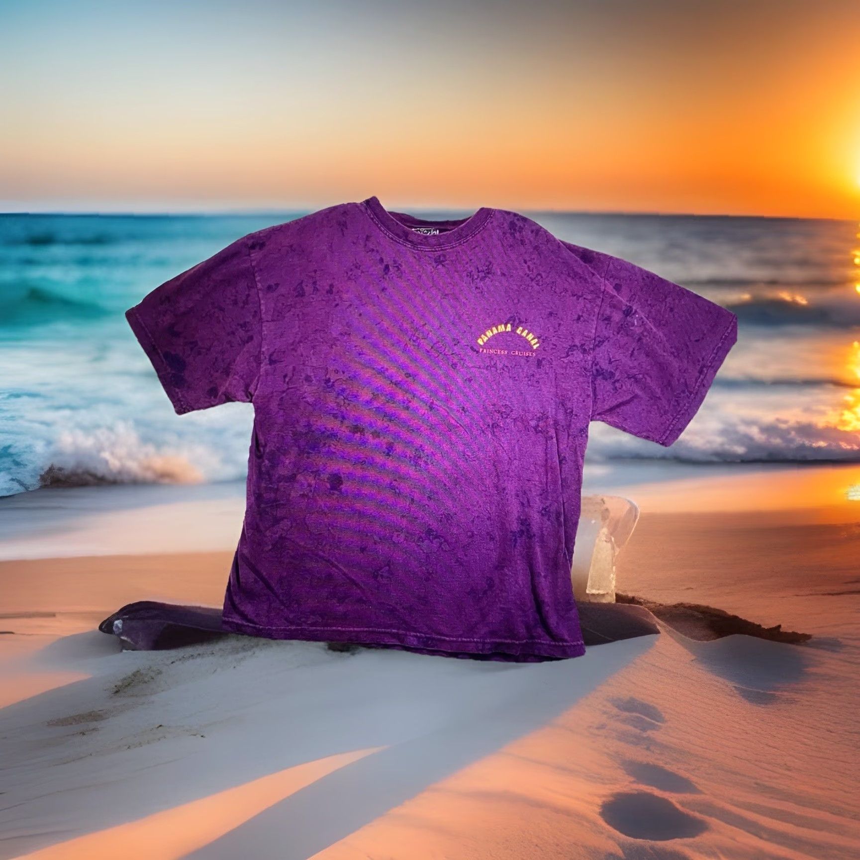 Vintage VINTAGE Double B Santa Fe Tie-Dye T-Shirt Large Purple 90s Art Panama Canal Mens Size US L / EU 52-54 / 3 - 2 Thumbnail