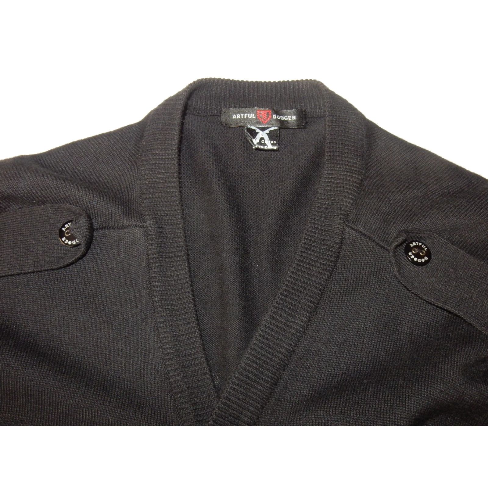 Vintage Artful Dodger Sweater Men Cardigan Size L Black Military Solid Cardigan Mens Size US L / EU 52-54 / 3 - 4 Thumbnail