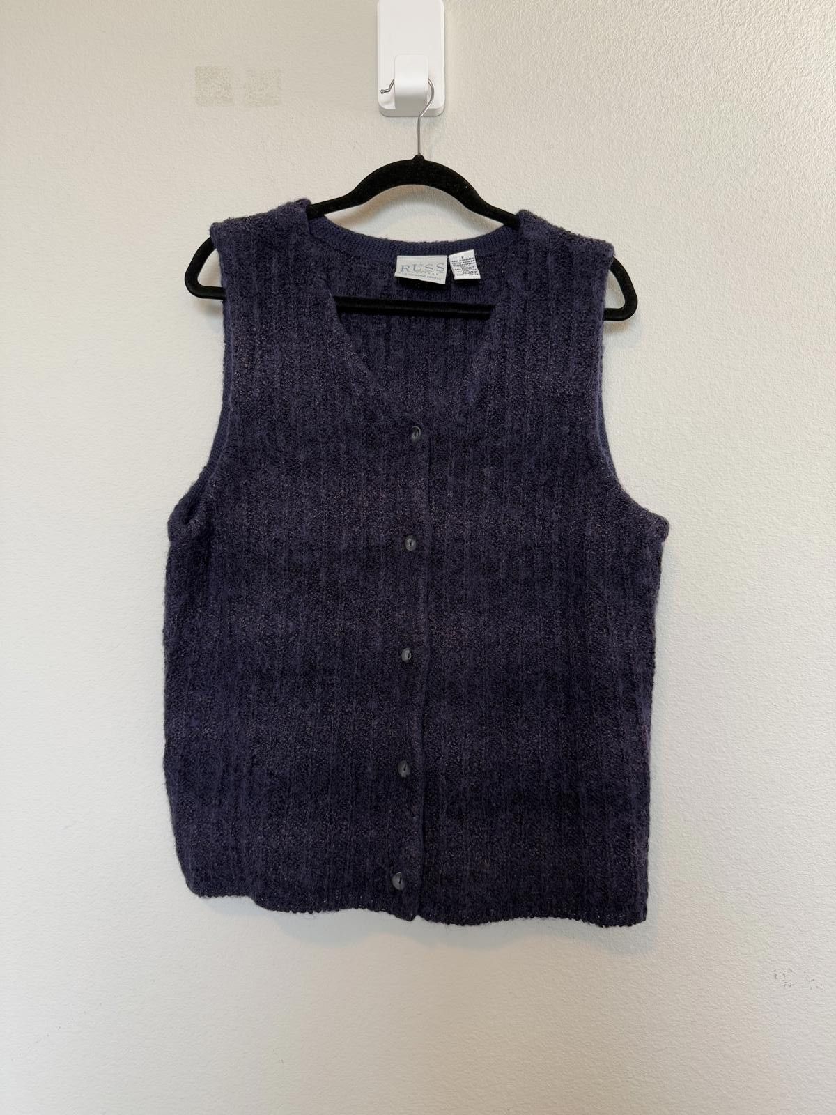 Russell Athletic Vintage 90s RUSS Women's Purple Wool Knit Sweater Vest Size XL / US 12-14 / IT 48-50 - 5 Thumbnail