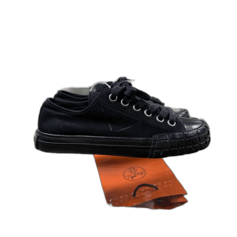 PRADA Black Nylon Canvas Sneakers Size 37.5