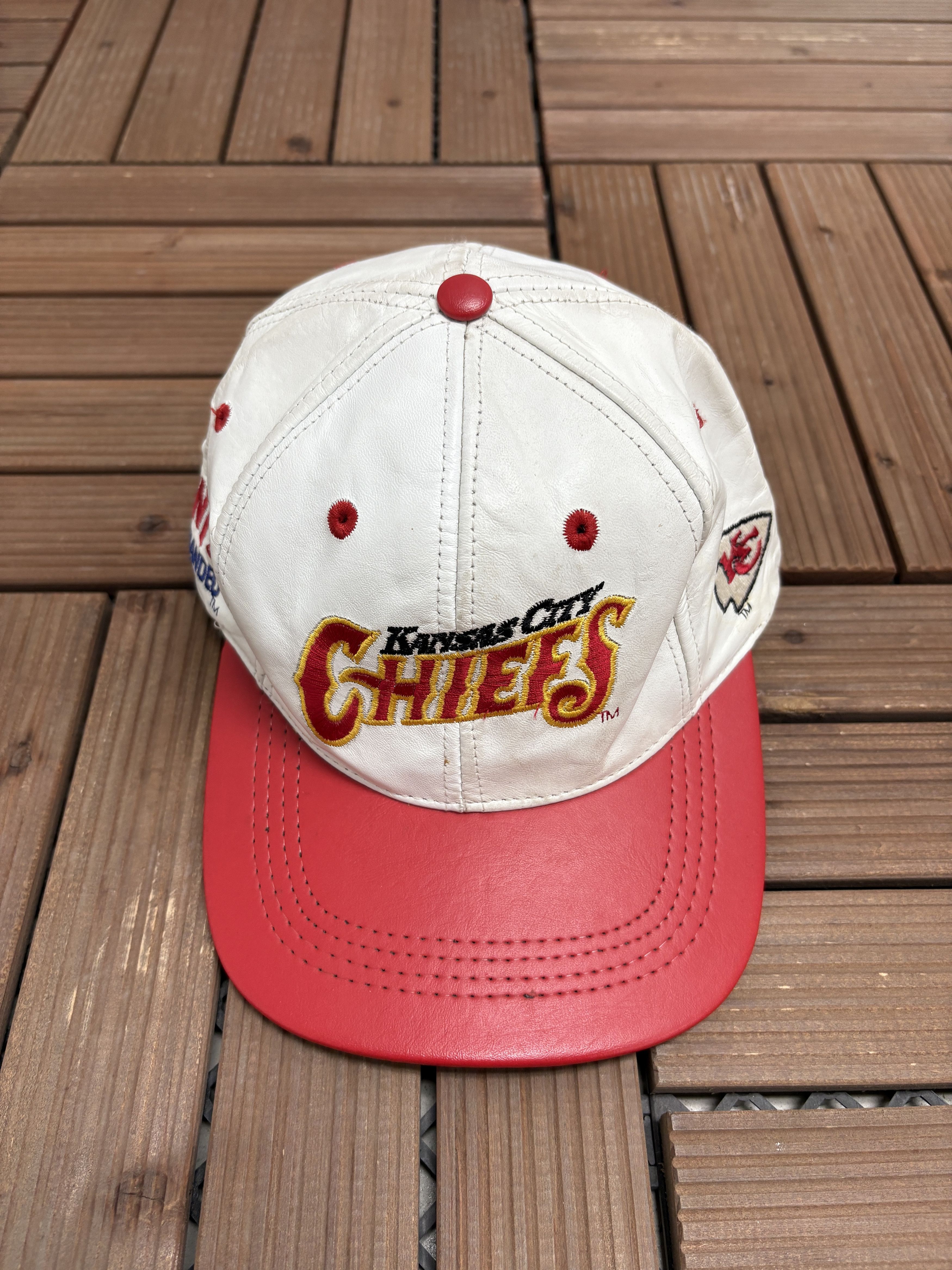 Vintage Kansas City Chiefs Embroidered Vintage Leather Snap Back Hat Size ONE SIZE - 2 Thumbnail