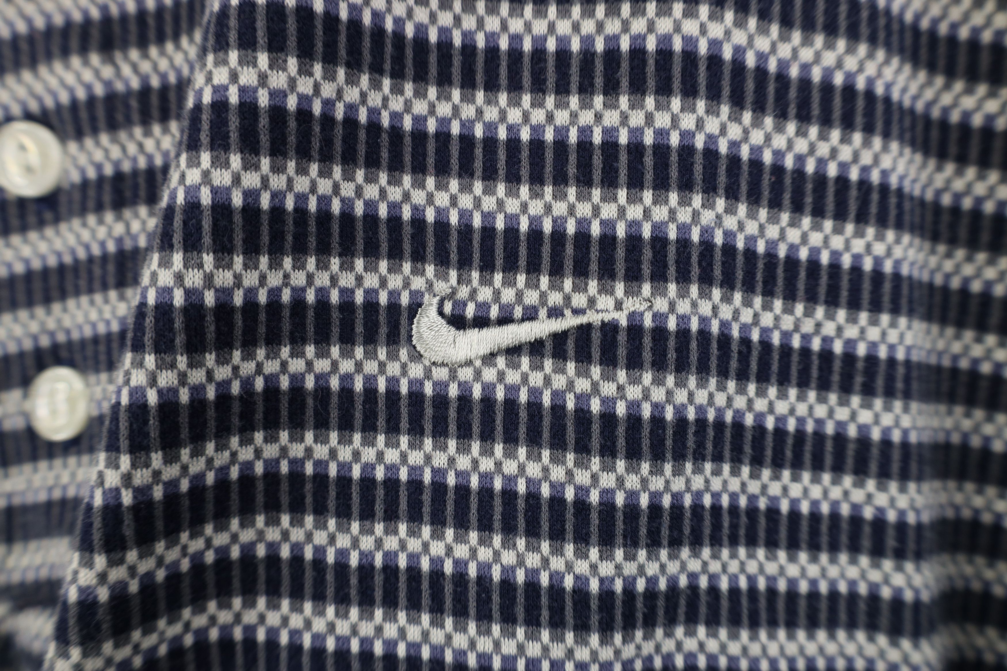 Nike Vintage 90s Y2K Nike Golf Mini Swoosh Striped Knit Polo Size US L / EU 52-54 / 3 - 4 Thumbnail