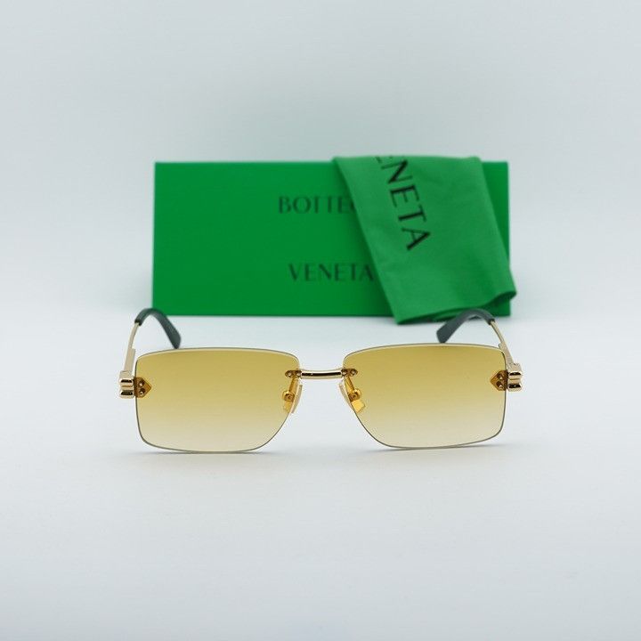 Bottega Veneta Bottega Veneta BV1126S 006 Sunglasses Gold Rectangle Frame Size ONE SIZE - 12 Thumbnail