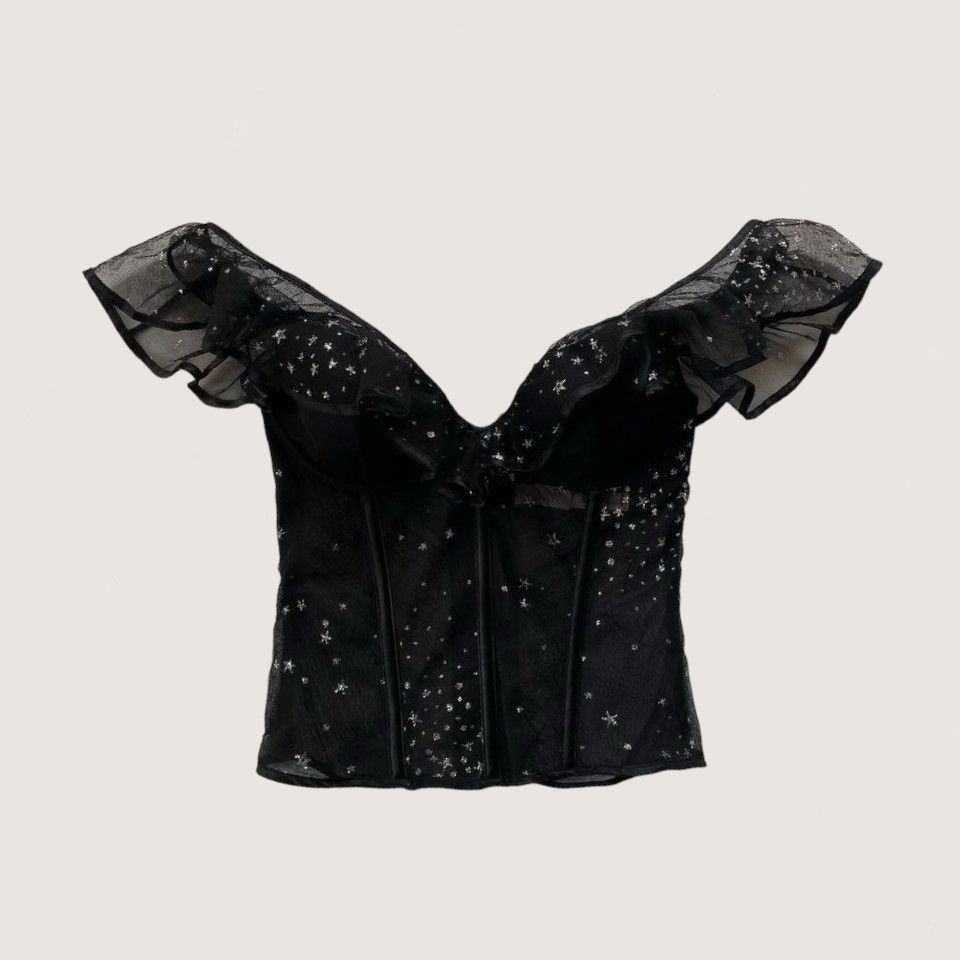 Victoria's Secret VS Black Mesh Corset Bustier (34B/32C) Size ONE SIZE - 6 Thumbnail