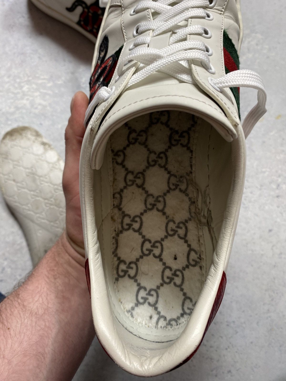 Gucci Gucci Ace Snake White Leather Shoes Trainers UK11 US11.5 Size US 11.5 / EU 44-45 - 22 Thumbnail