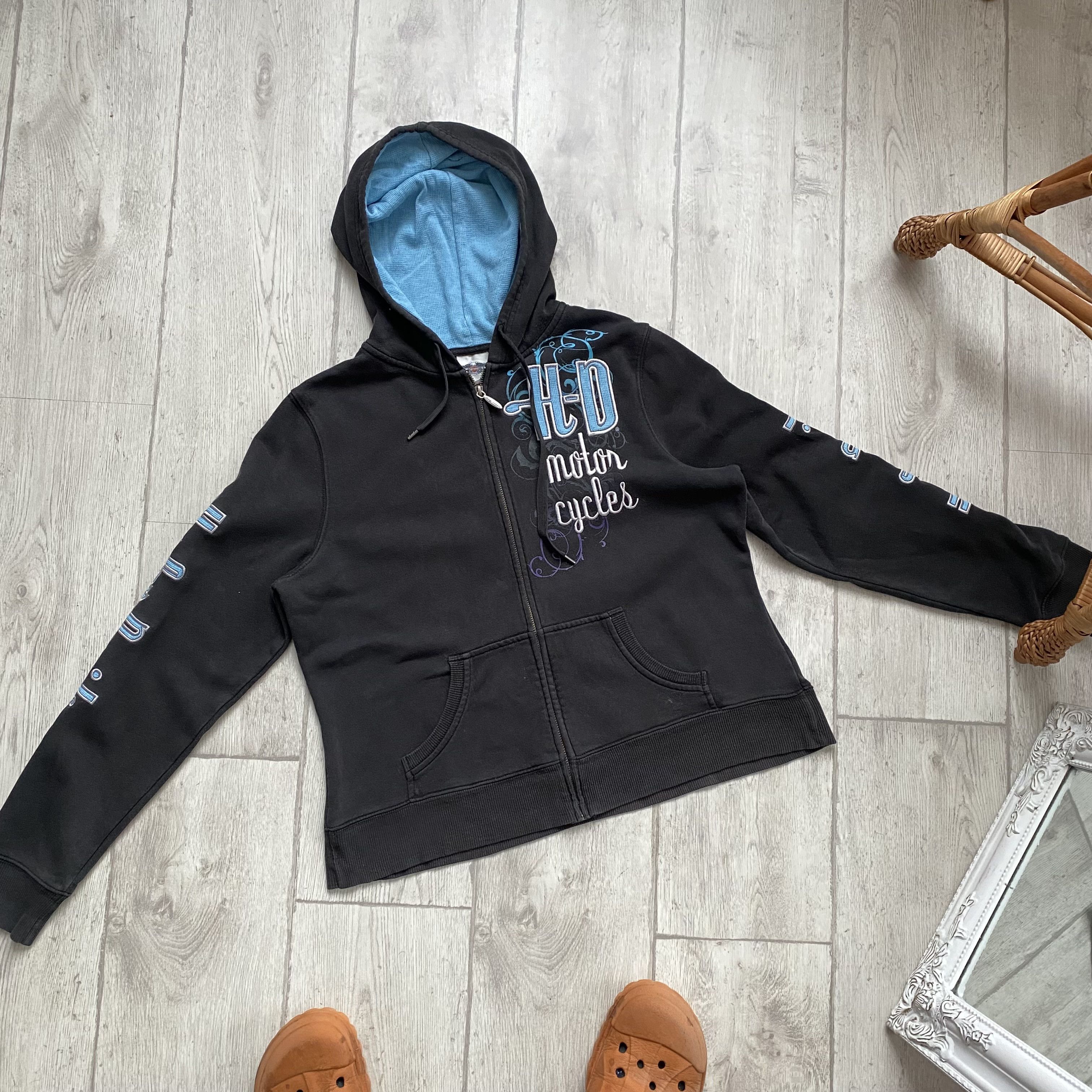 Affliction Vintage 90s Y2K Harley Davidson Logo Biker Graphic Zip Hodie Size L / US 10 / IT 46 - 9 Thumbnail