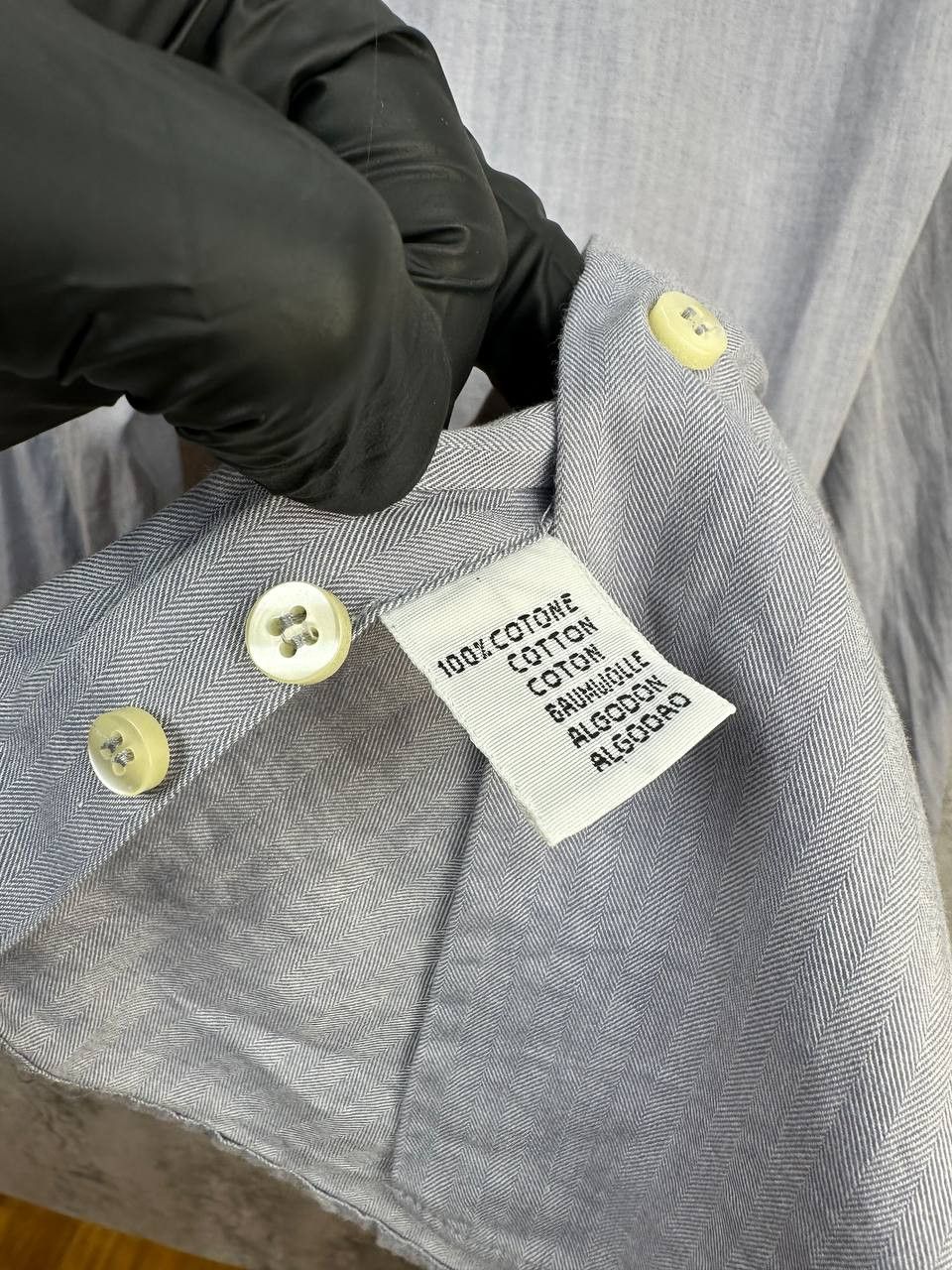 Romeo Gigli Romeo Gigli Milano Slim Fit Button-Up Shirt Light Gray/Blue Size US XL / EU 56 / 4 - 11 Thumbnail