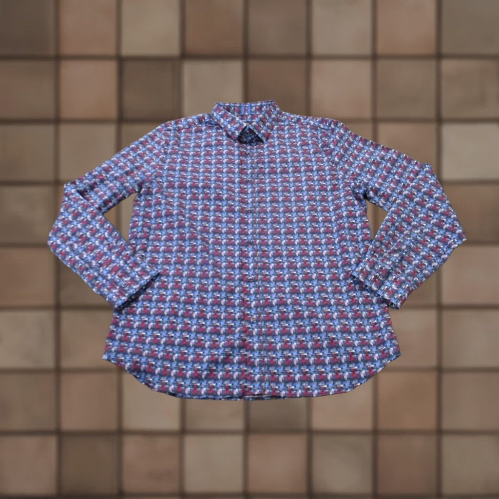 Robert Graham Robert Graham Shirt Mens XL Red Blue Modern Americana Business Tailored Fit Size US XL / EU 56 / 4 - 1 Thumbnail