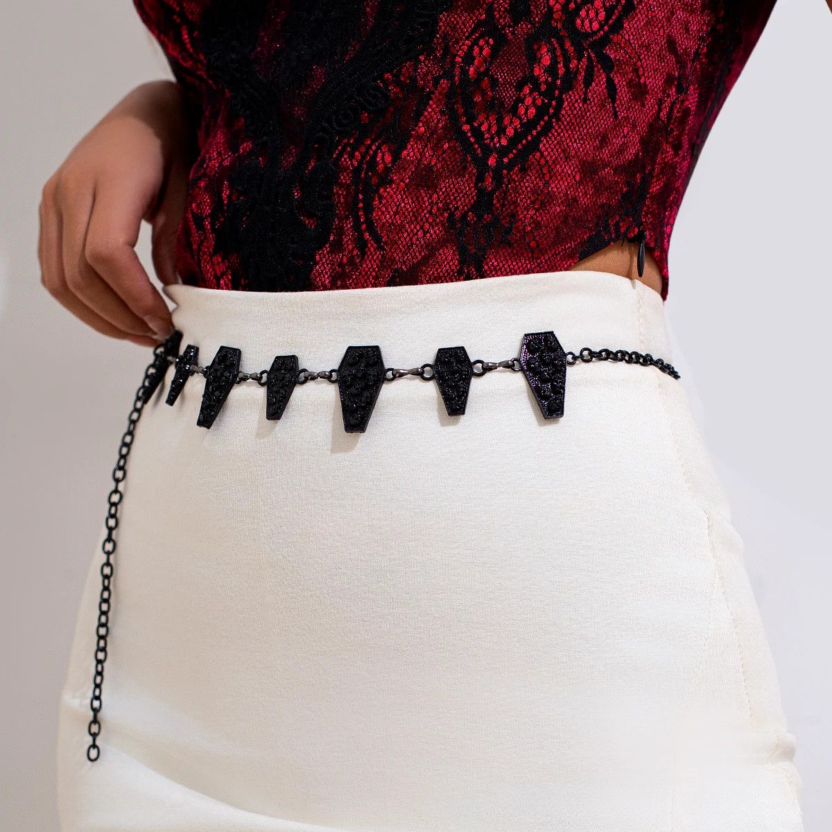 Jewelry Vintage Coffin Belly Waist Chain Pants Belts Size ONE SIZE - 2 Thumbnail