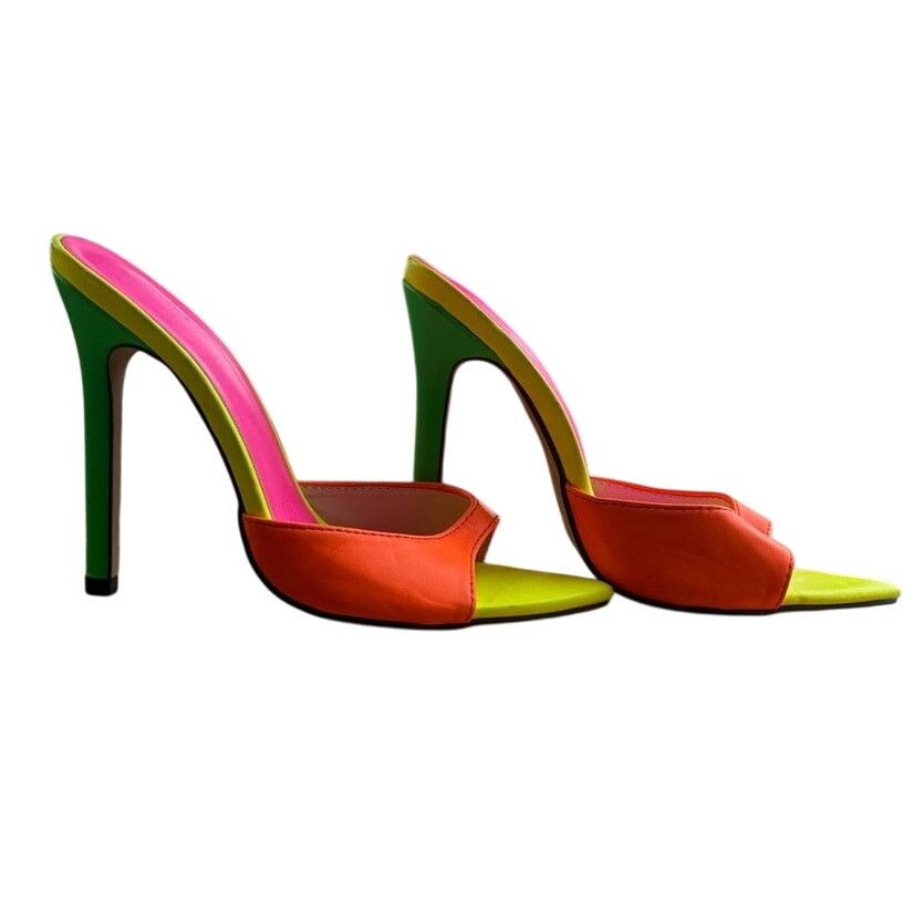 Other Color Block Neon Mule Stileto Heels size 35 (5) Size US 5 / IT 35 - 1 Thumbnail