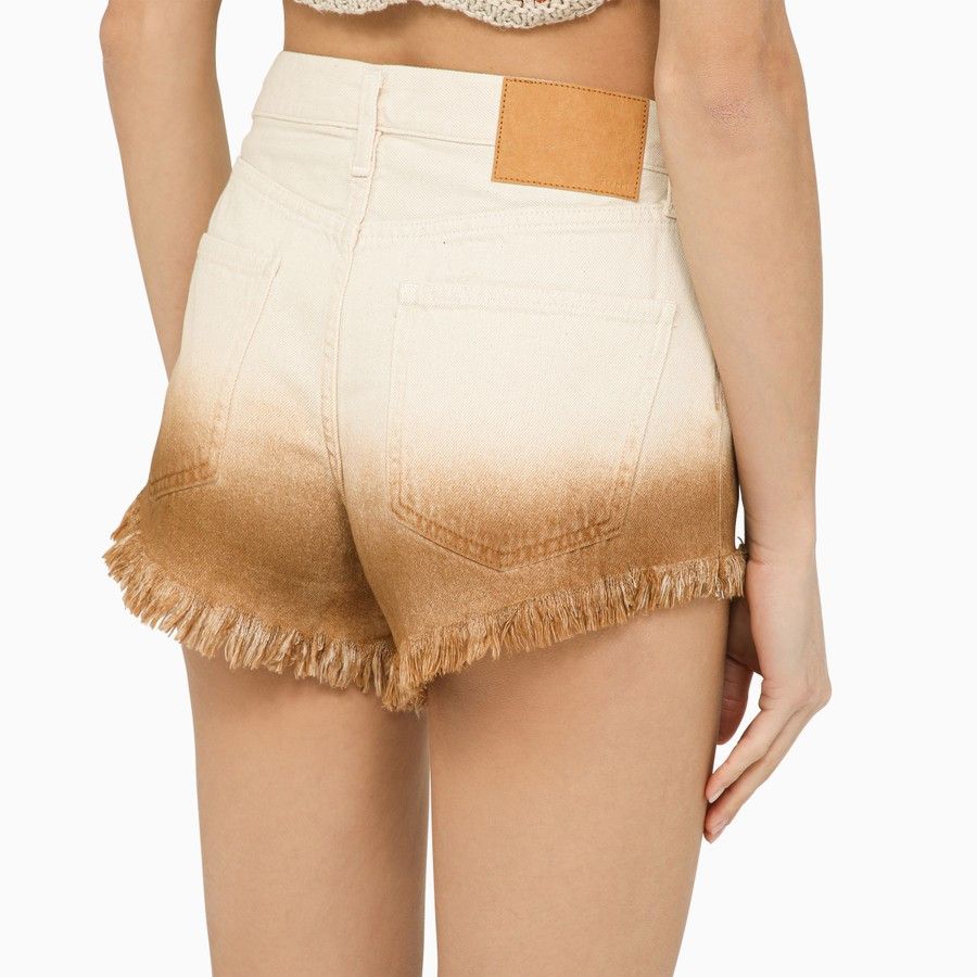 Alanui o1d2blof0724 Denim Shorts in Ivory & Beige Size 27" / US 4 / IT 40 - 5 Thumbnail