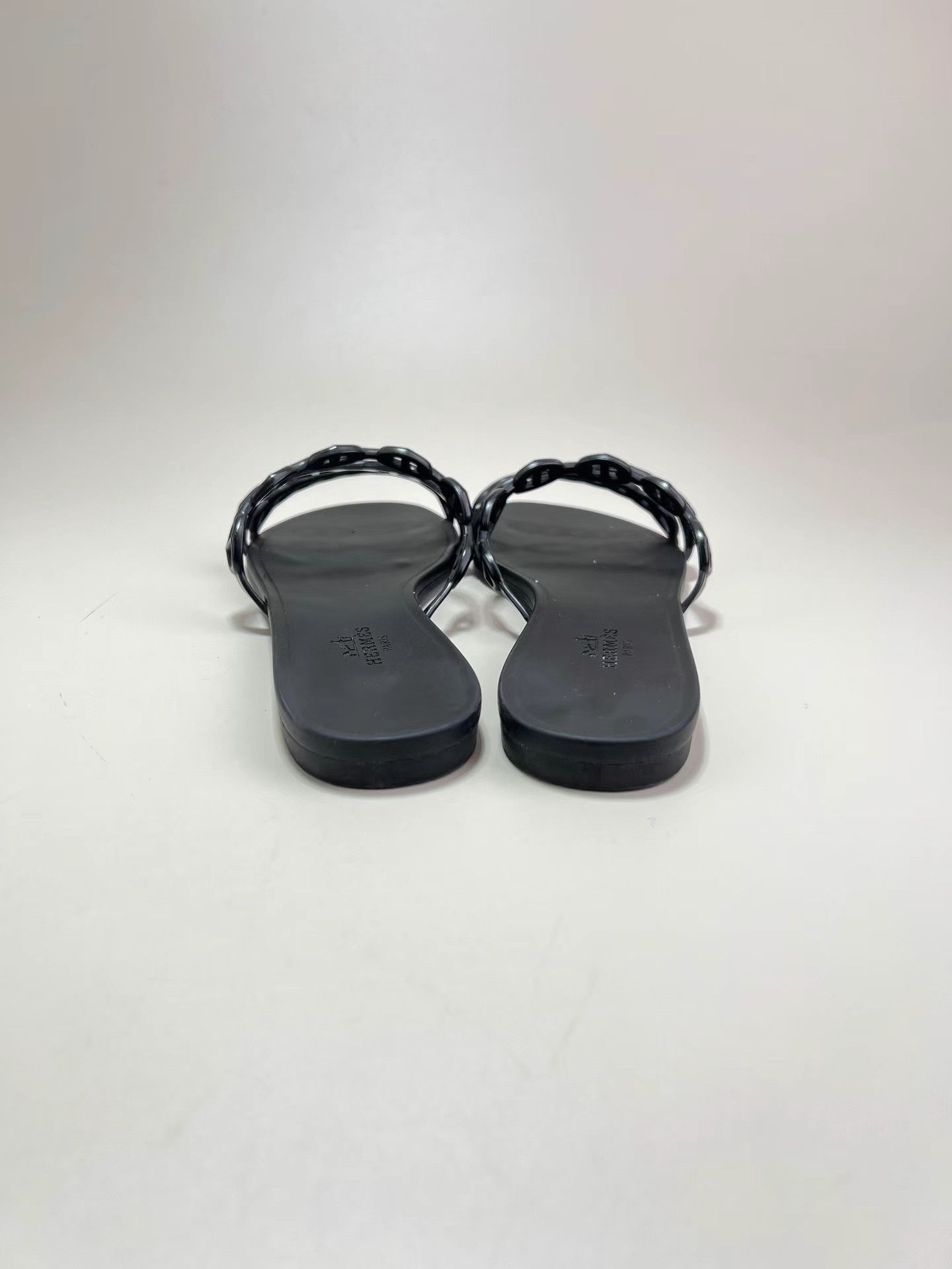 Hermes HERMES Black Chaine d'Ancre Chain Slide Sandals Size US 7 / IT 37 - 3 Thumbnail