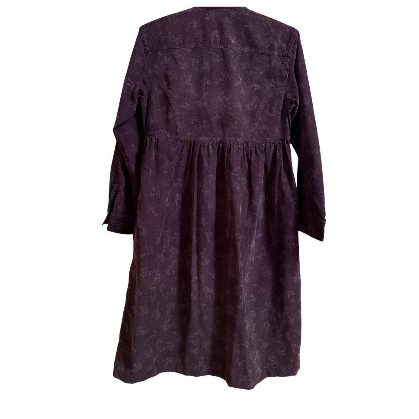 L.L. Bean Vintage LL Bean Corduroy Shirt Dress | Purple Leaf Print Size S / US 4 / IT 40 - 3 Thumbnail