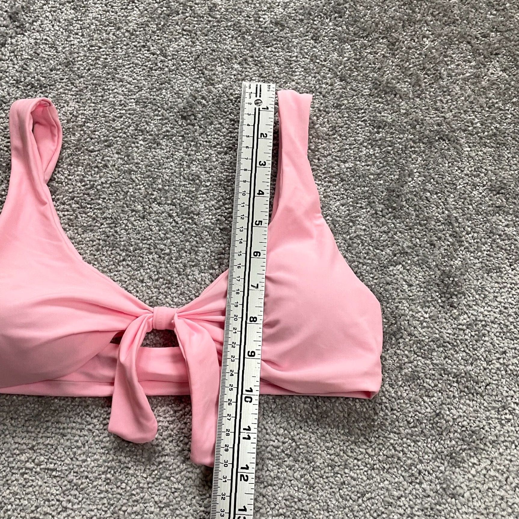 Vintage Unbranded Swimwear Bikini Top Women Small Solid Pink Bow Wide Strap Padded Beach Size S / US 4 / IT 40 - 5 Thumbnail