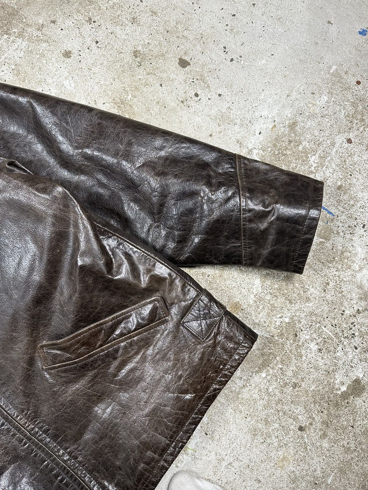 Genuine Leather × Vintage ‼️ Vintage 90s Brown Washed Leather Jacket Size US L / EU 52-54 / 3 - 8 Thumbnail