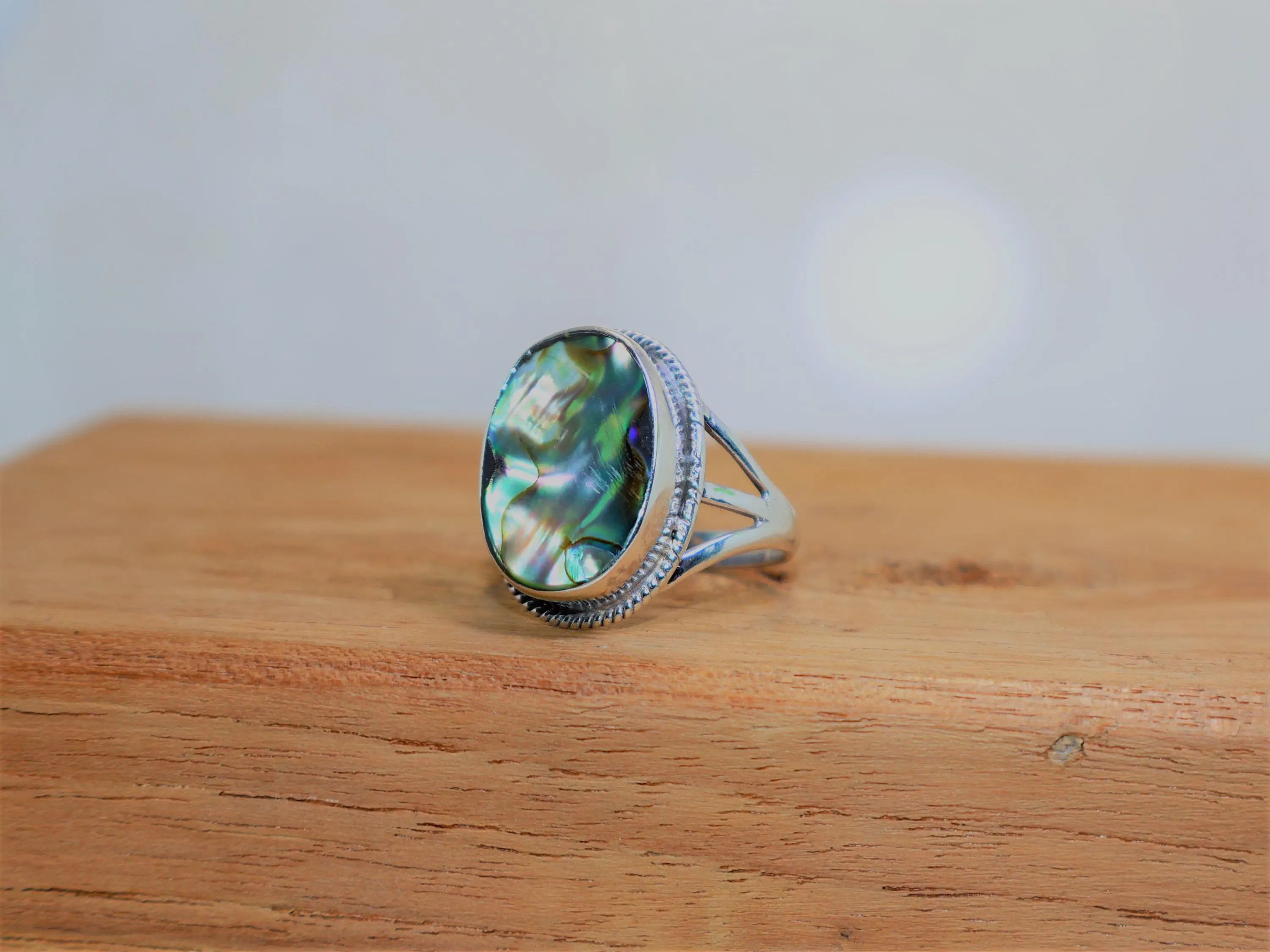Handmade Abalone Shell Ring, 925 Sterling Silver Handmade Women Ring, Size ONE SIZE - 4 Thumbnail
