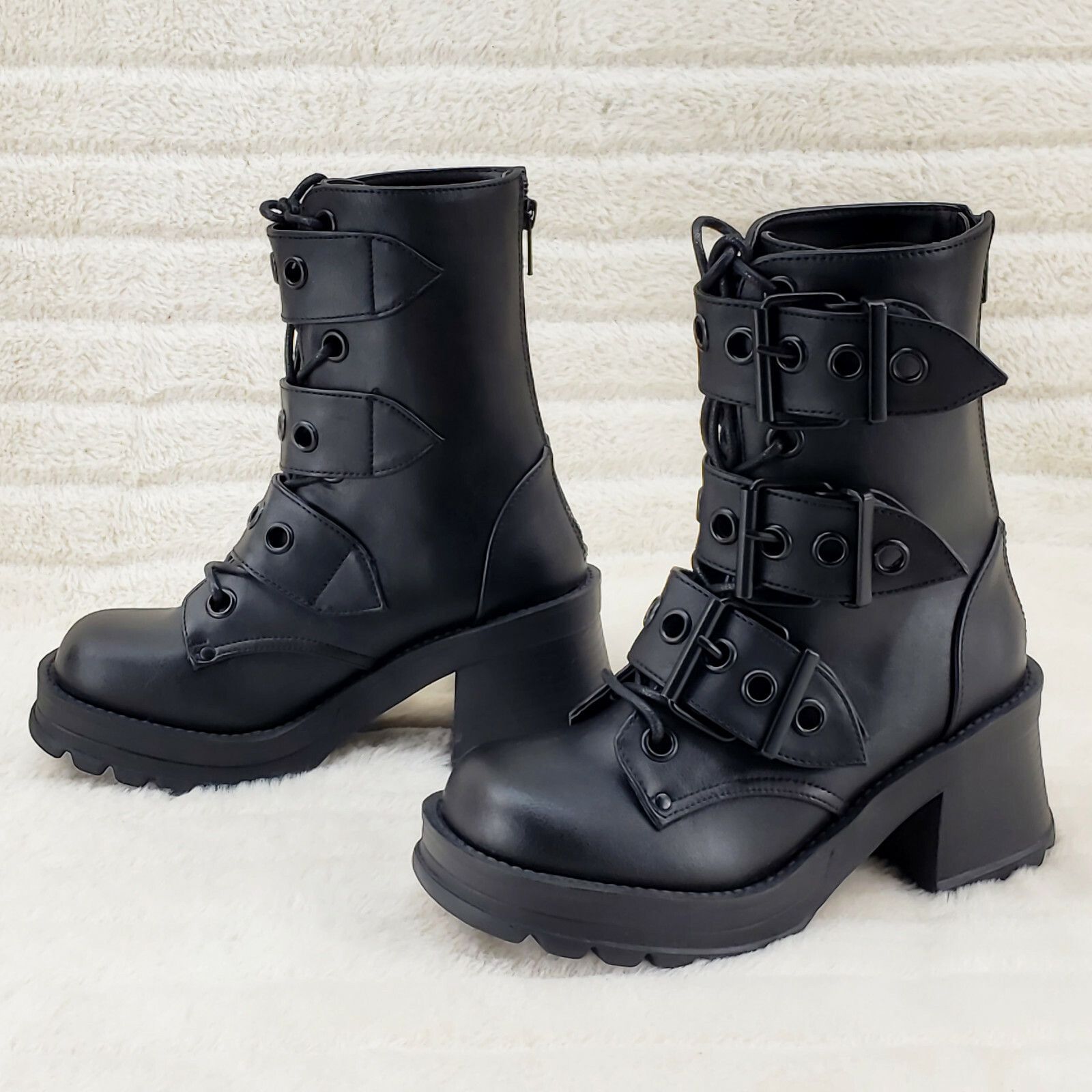 Demonia Cult DEMONIA Bratty 118 Buckle Strap Biker Goth Punk Lace Up Ankl Size US 9 / IT 39 - 6 Thumbnail