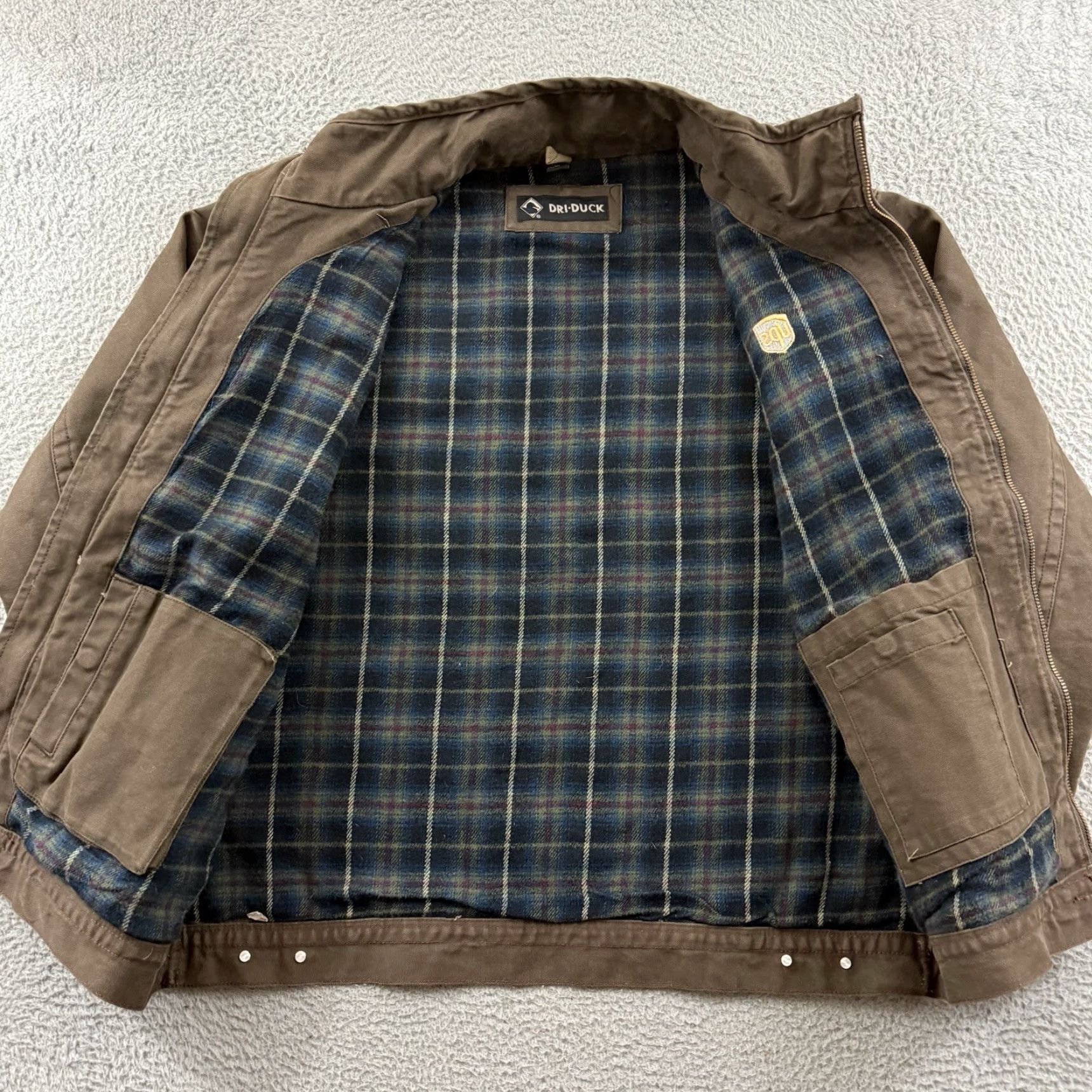 Vintage DRI DUCK Jacket Mens XL Brown Canvas Lined Cotton Zip Workwear Outdoor Size US XL / EU 56 / 4 - 6 Thumbnail