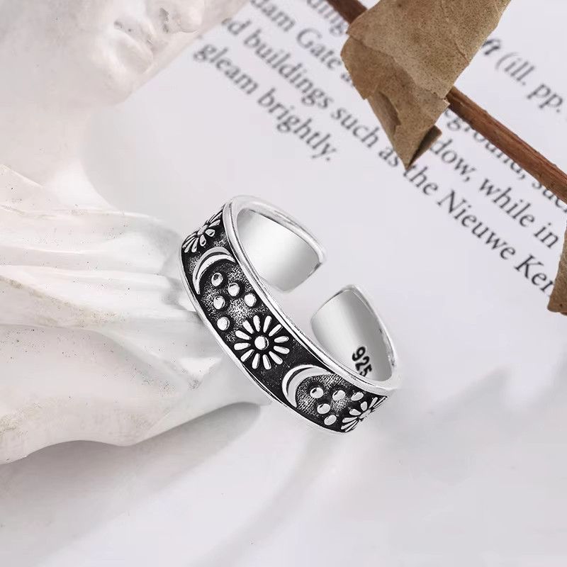 Jewelry Silver Sun Moon Rings Size ONE SIZE - 3 Thumbnail