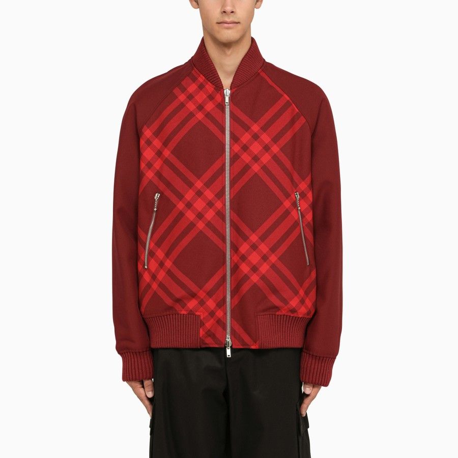 image of Burberry O1D2Blof0224 Reversible Bomber Jacket In Red, Men's (Size XL)