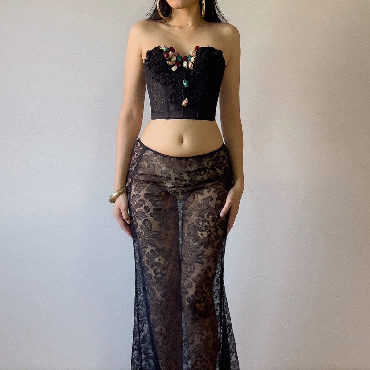 Vintage Vintage 1980's Black Lace Corset Top (32B/30C) Size ONE SIZE - 4 Thumbnail