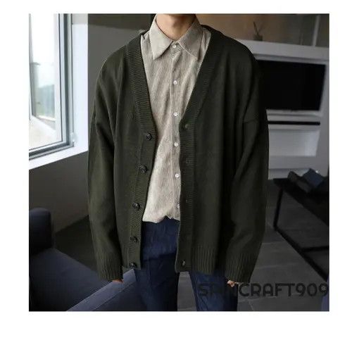 VIBE Green Button Up Knit Cardigan Sweater Size US L / EU 52-54 / 3 - 1 Thumbnail