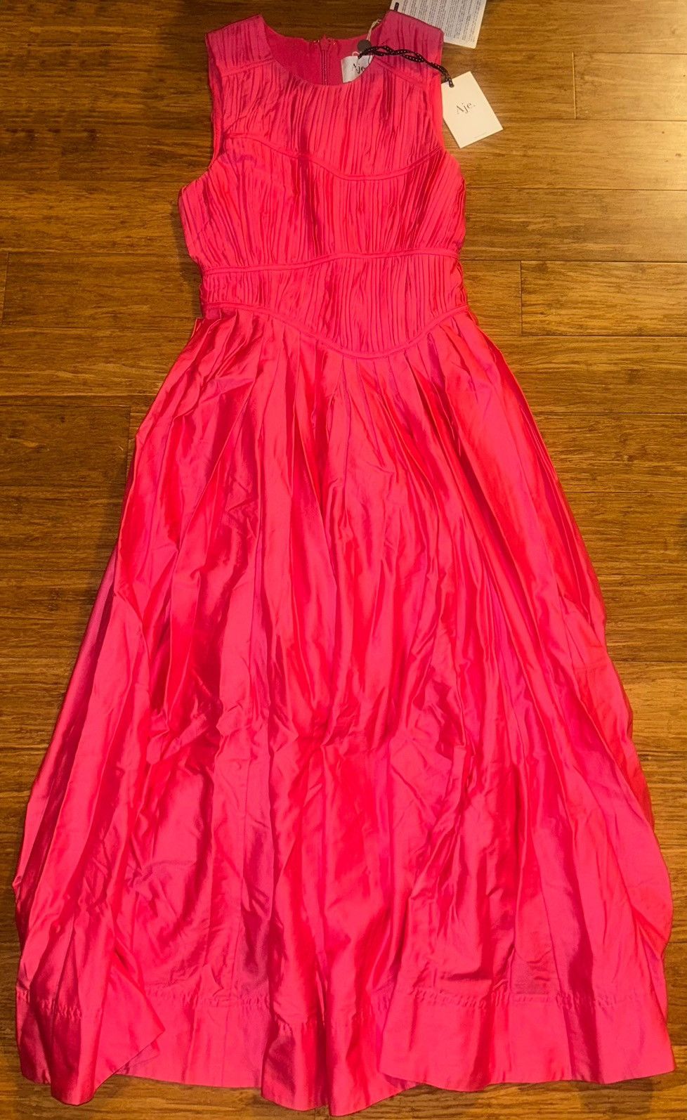 Aje AJE Nya pleated cotton-taffeta midi dress Bubblegum UK 4 Size XS / US 0-2 / IT 36-38 - 5 Thumbnail