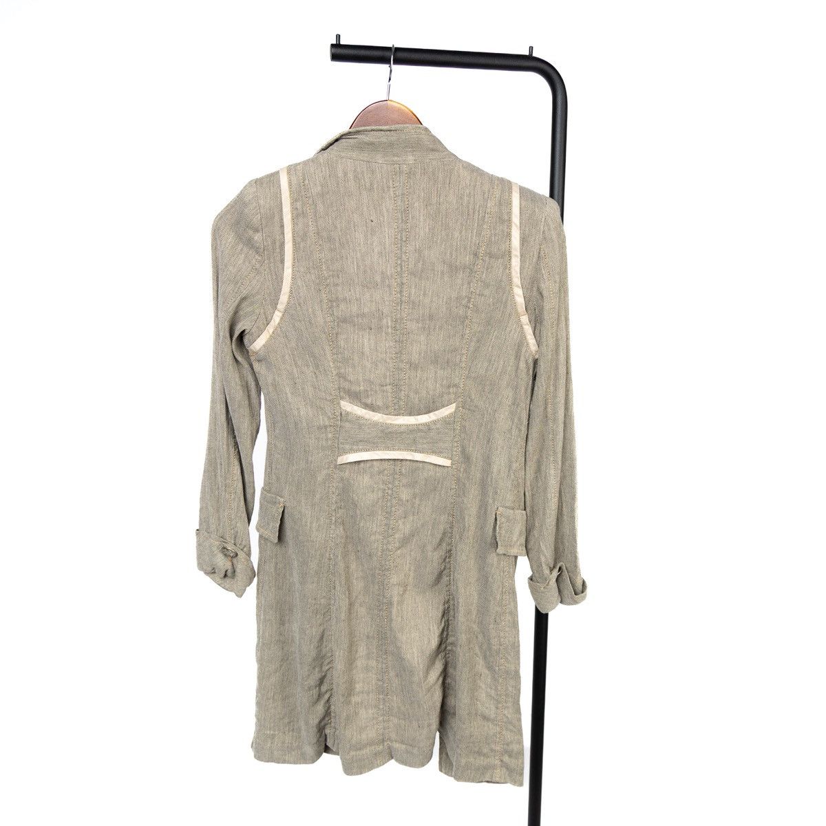 Benetton Benetton Vintage Y2K Womens Beige Linen Viscose Long Jacket Size S / US 4 / IT 40 - 4 Thumbnail