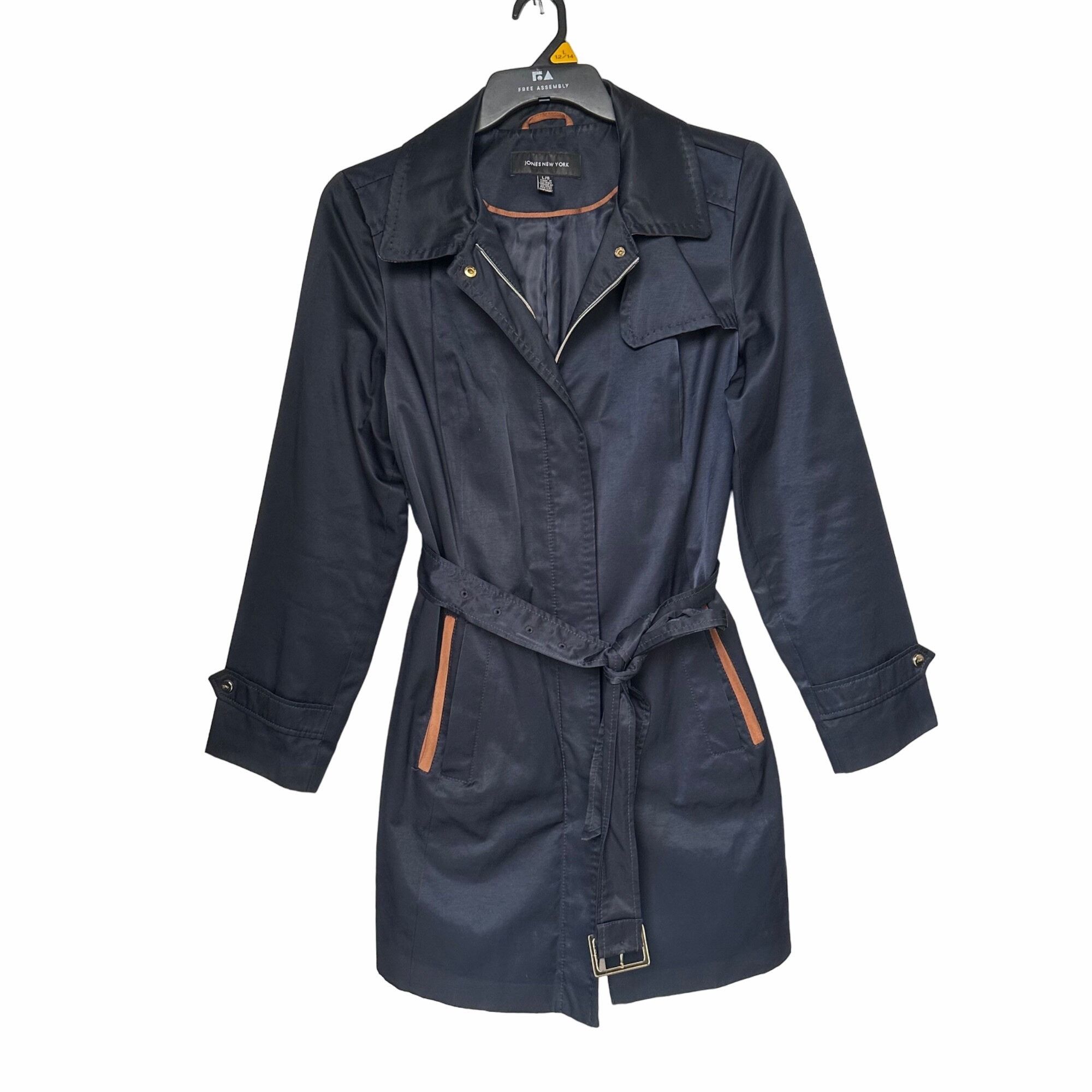 Jones New York 🤩Women Trench Coat Jones New York Sz M Mid Length Navy Belt Size L / US 10 / IT 46 - 2 Thumbnail