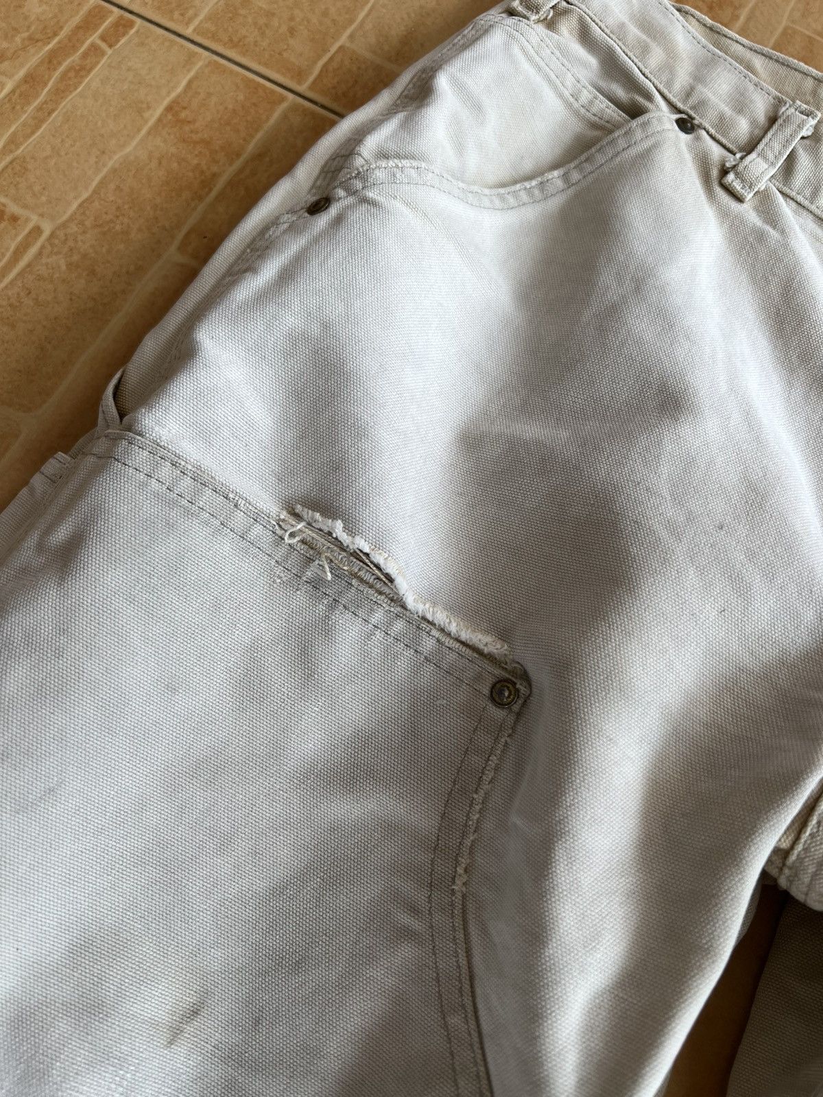 Carhartt Vintage Sun Faded Carhartt Double Knee Distress Denim#USA Size US 30 / EU 46 - 15 Thumbnail