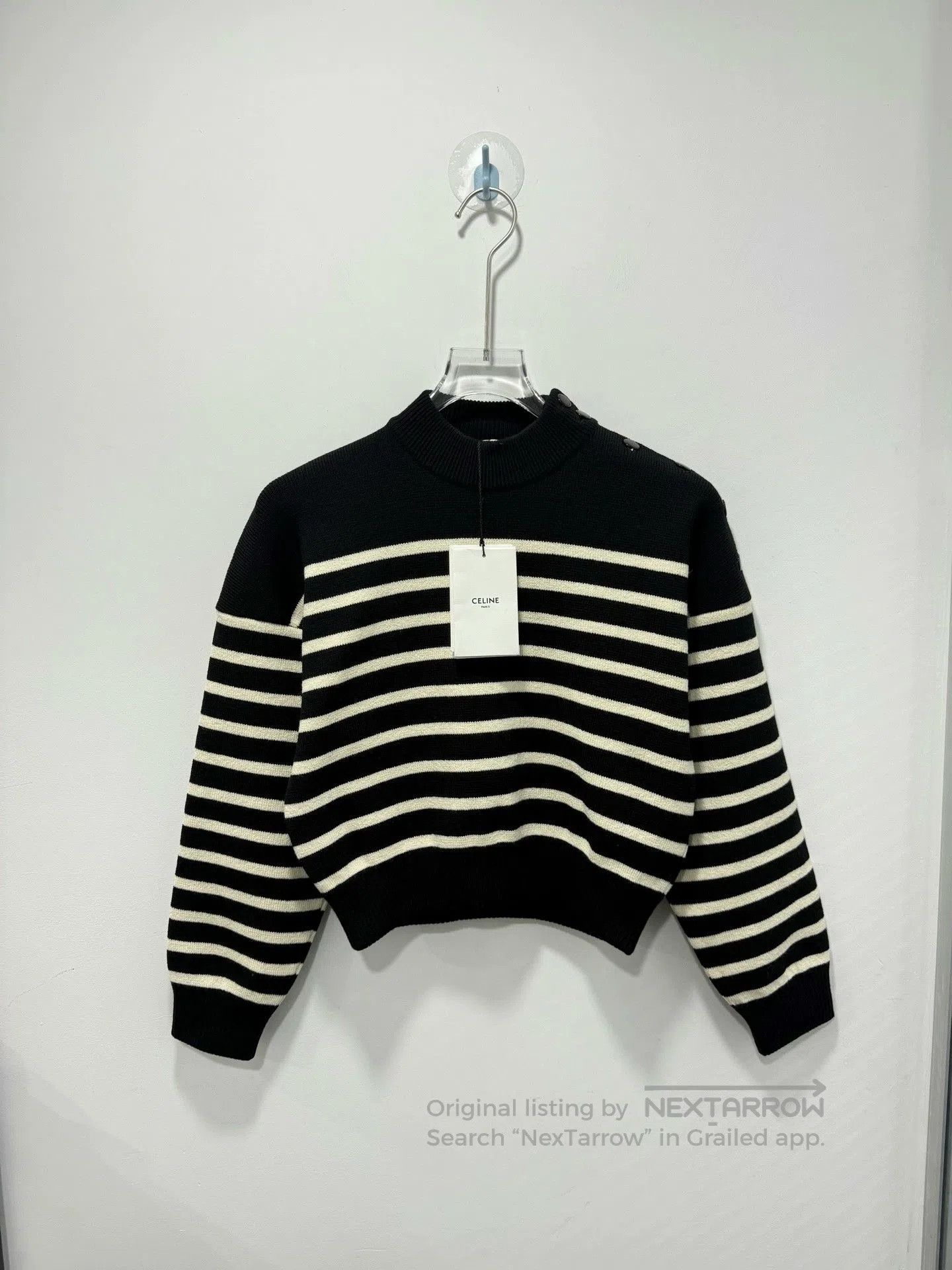Celine Celine Black Striped Knit Long Sleeve. Size S / US 4 / IT 40 - 1 Thumbnail
