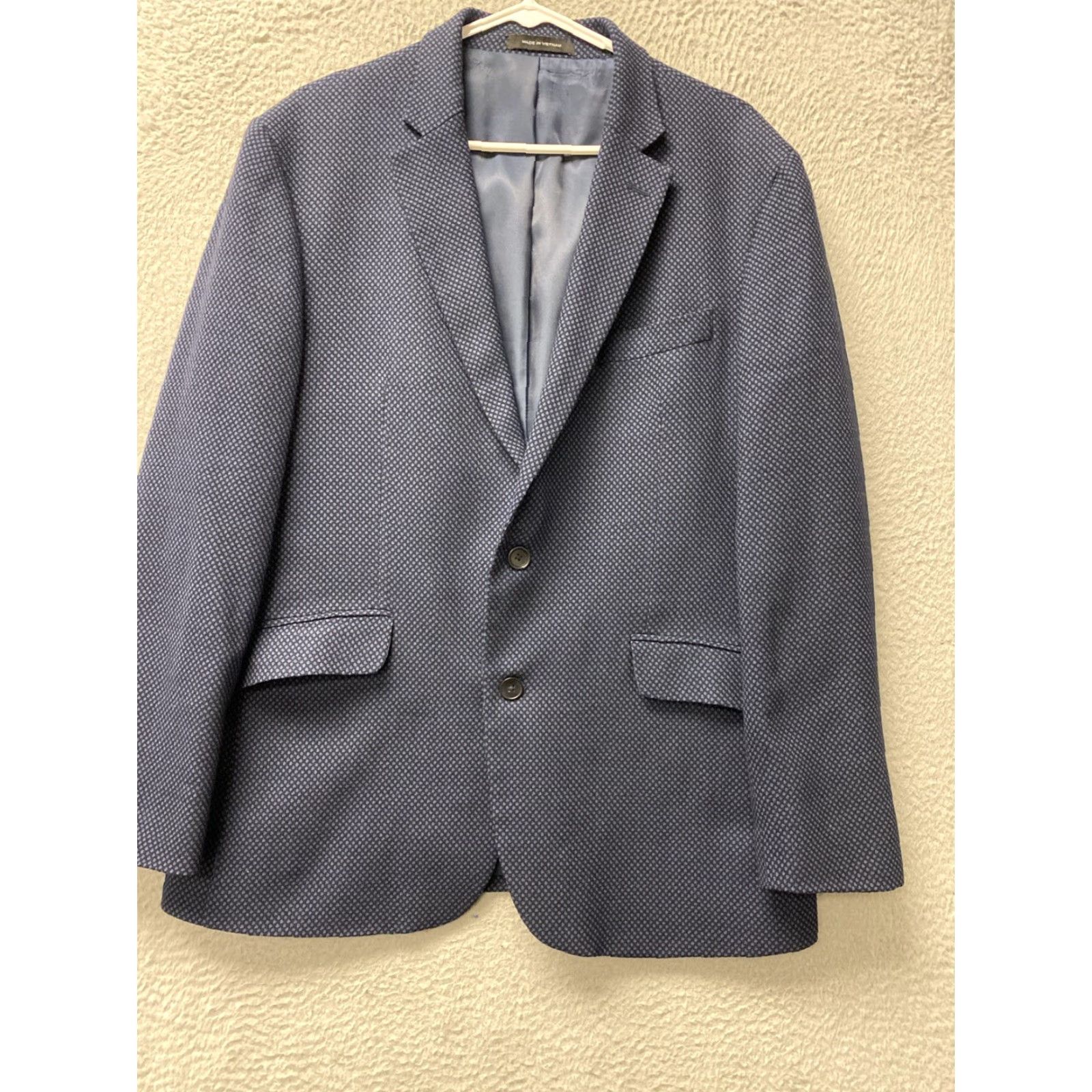 Kenneth Cole Kenneth Cole Reaction Sport Blazer Jacket Navy Casual 44 L Blue Geometric Two-Button Notch Lapel Mens Jacket Size 44R - 2 Thumbnail