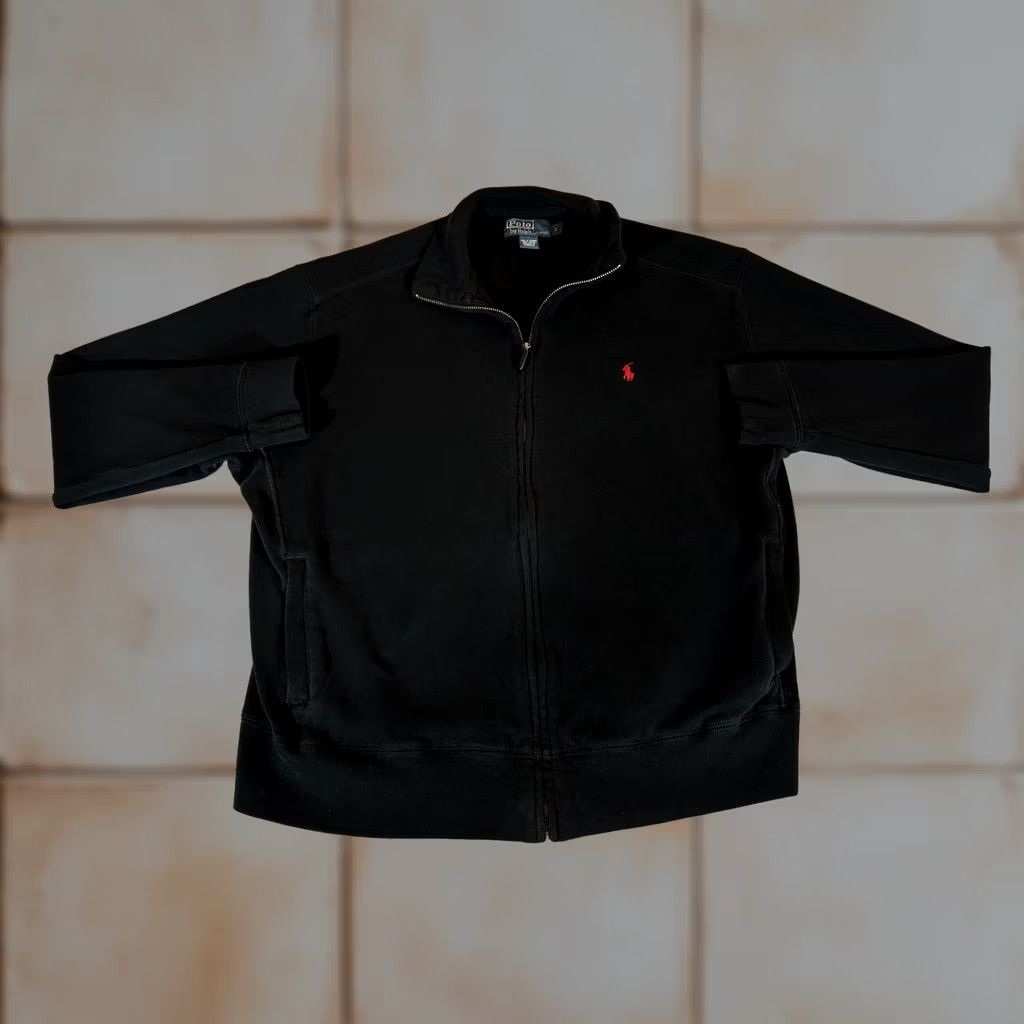 Polo Ralph Lauren Polo Ralph Lauren Sweatshirt Mens Large Black Full Zip Knit Track Jacket Vintage Size US L / EU 52-54 / 3 - 1 Thumbnail