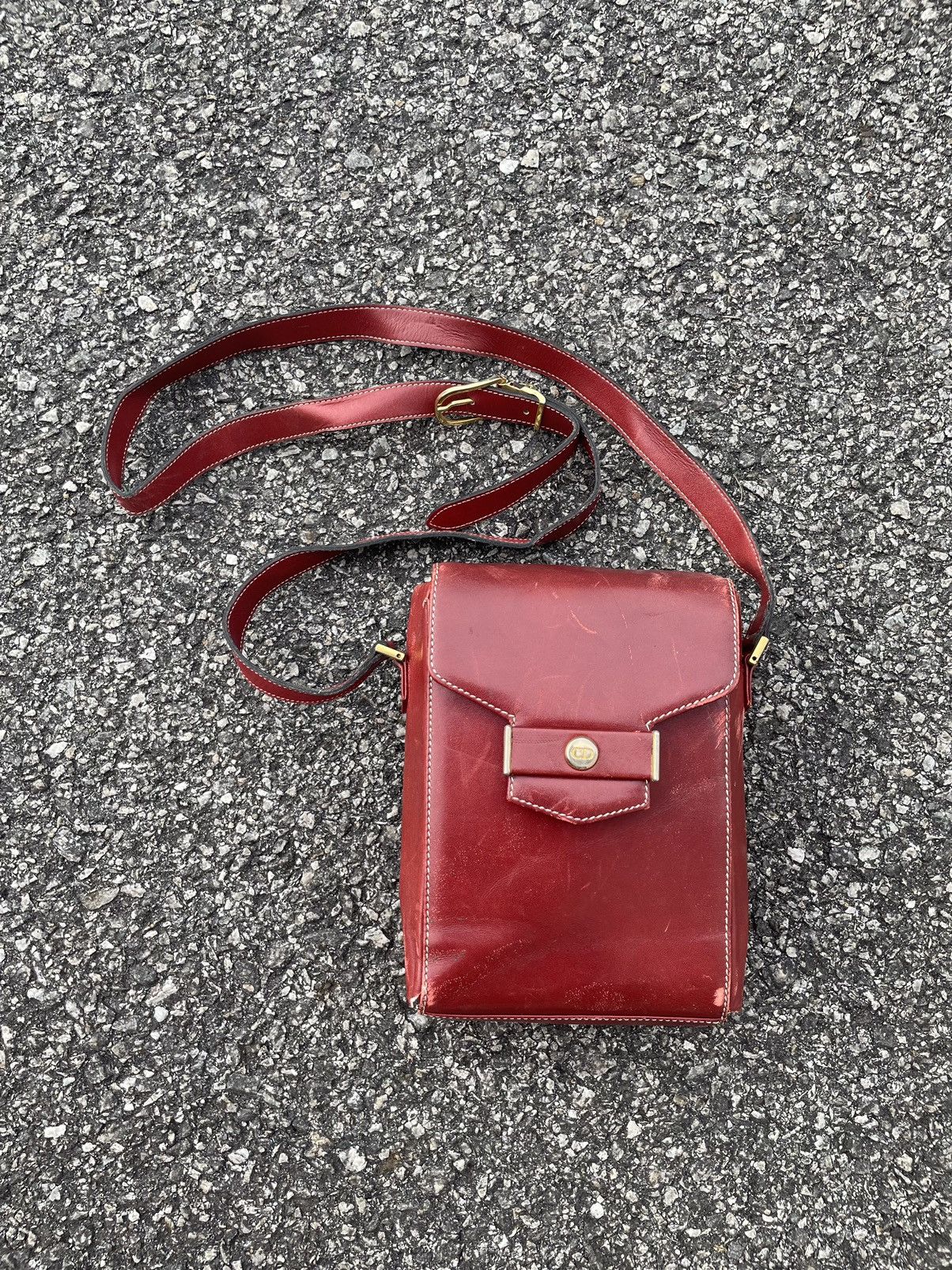 Christian Dior Crossbody Bag Leather in Brown, Women's