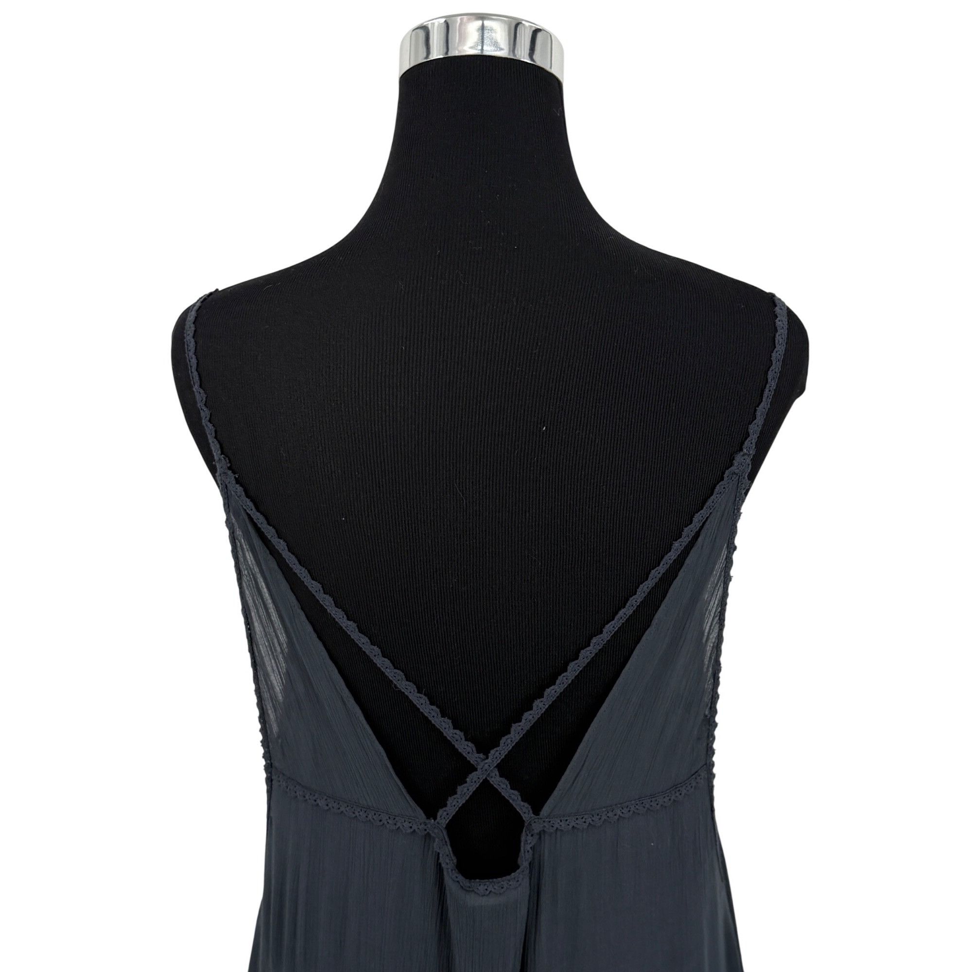 Free People RARE Vtg NWT Free People Gray Lace Crochet Maxi Slip Dress | Size M / US 6-8 / IT 42-44 - 21 Thumbnail