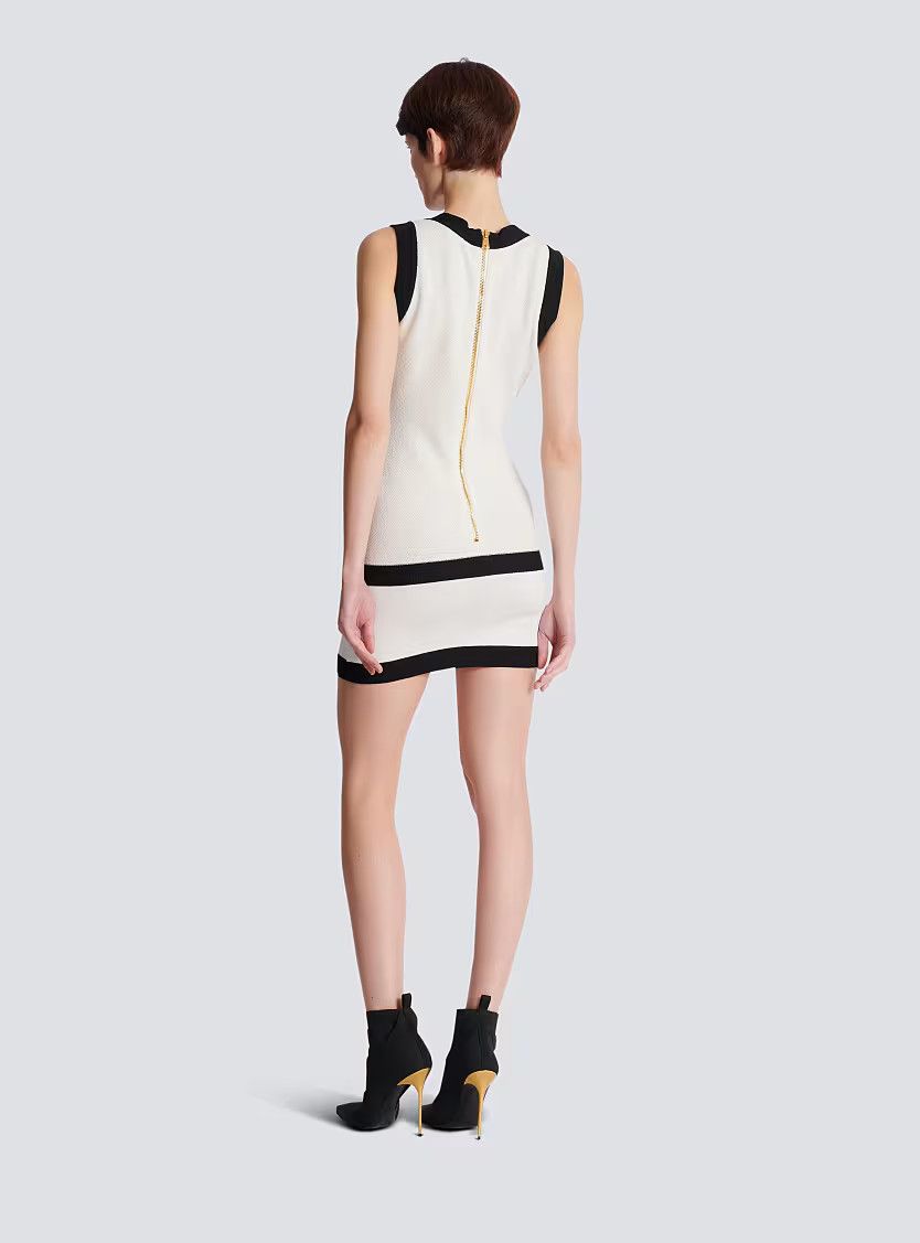 Balmain o1s1wg111225 Woven Mini Dress in White Size L / US 10 / IT 46 - 5 Thumbnail