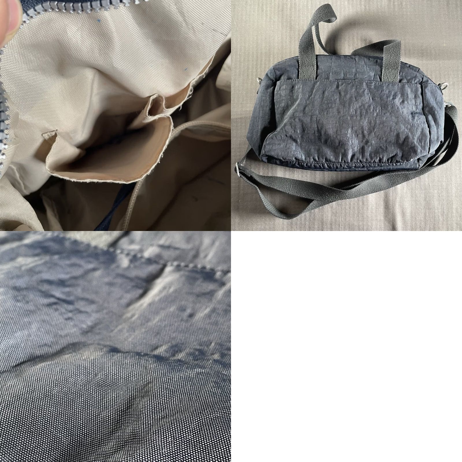 Vintage Kipling Shoulder bag WITH MONKEY Women's Navy Blue 14"W Hipster Crossbody Nylon Izellah Beige Lining Floral Size ONE SIZE - 10 Thumbnail