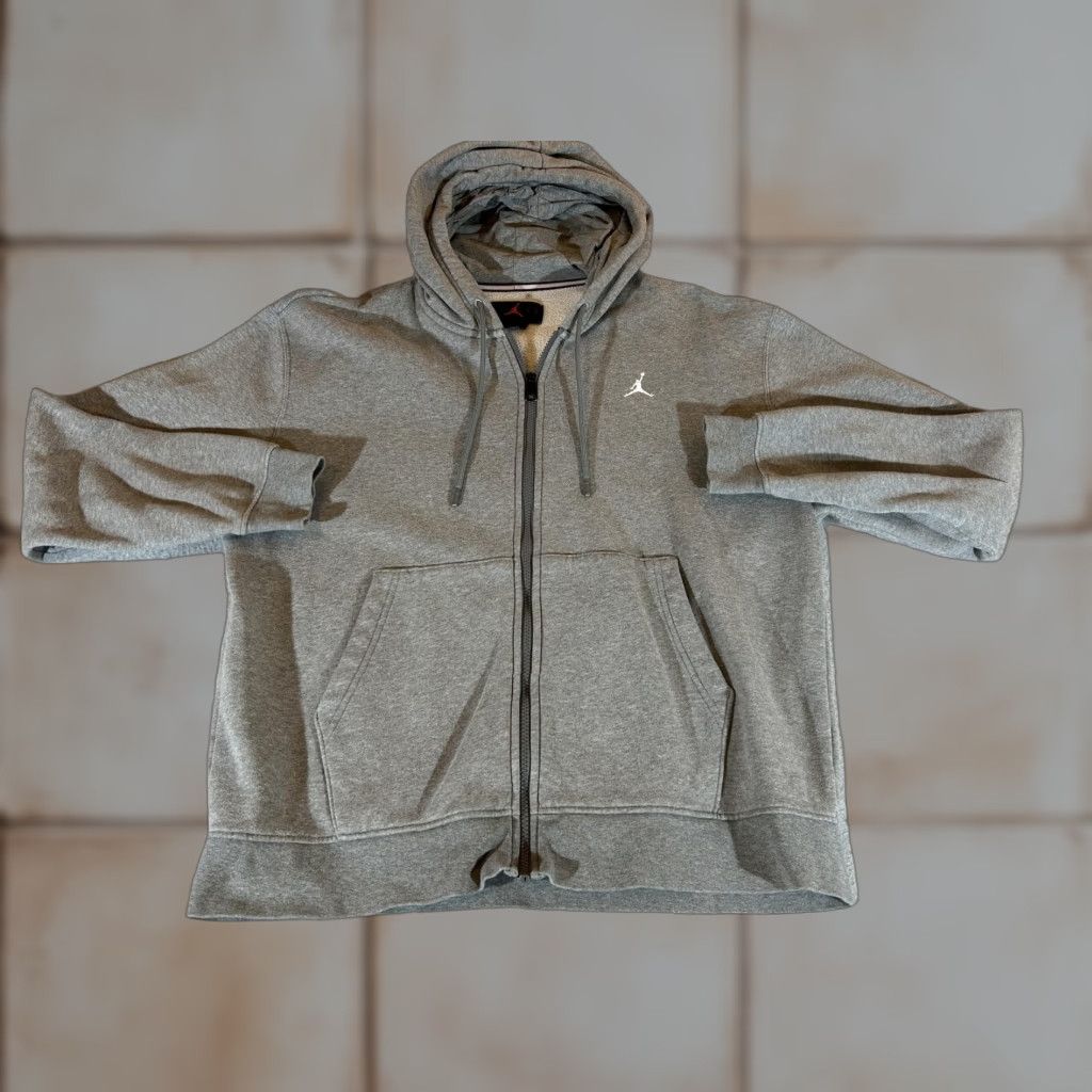Jordan Brand Jordan Hoodie Mens Large Gray Full Zip Fleece Jacket Sweatshirt Jumpman Nike Size US L / EU 52-54 / 3 - 1 Thumbnail