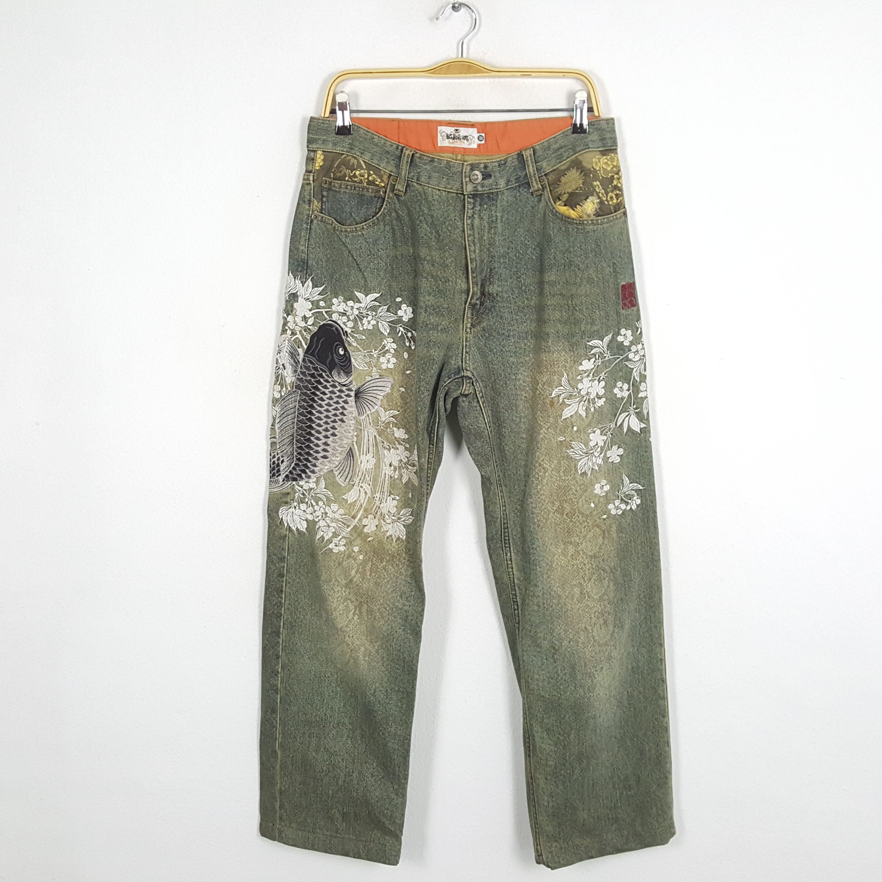 Japanese Brand × Vintage Vintage KARAKURI TAMASHI Japanese Brand Designer Jeans Size US 31 - 1 Thumbnail