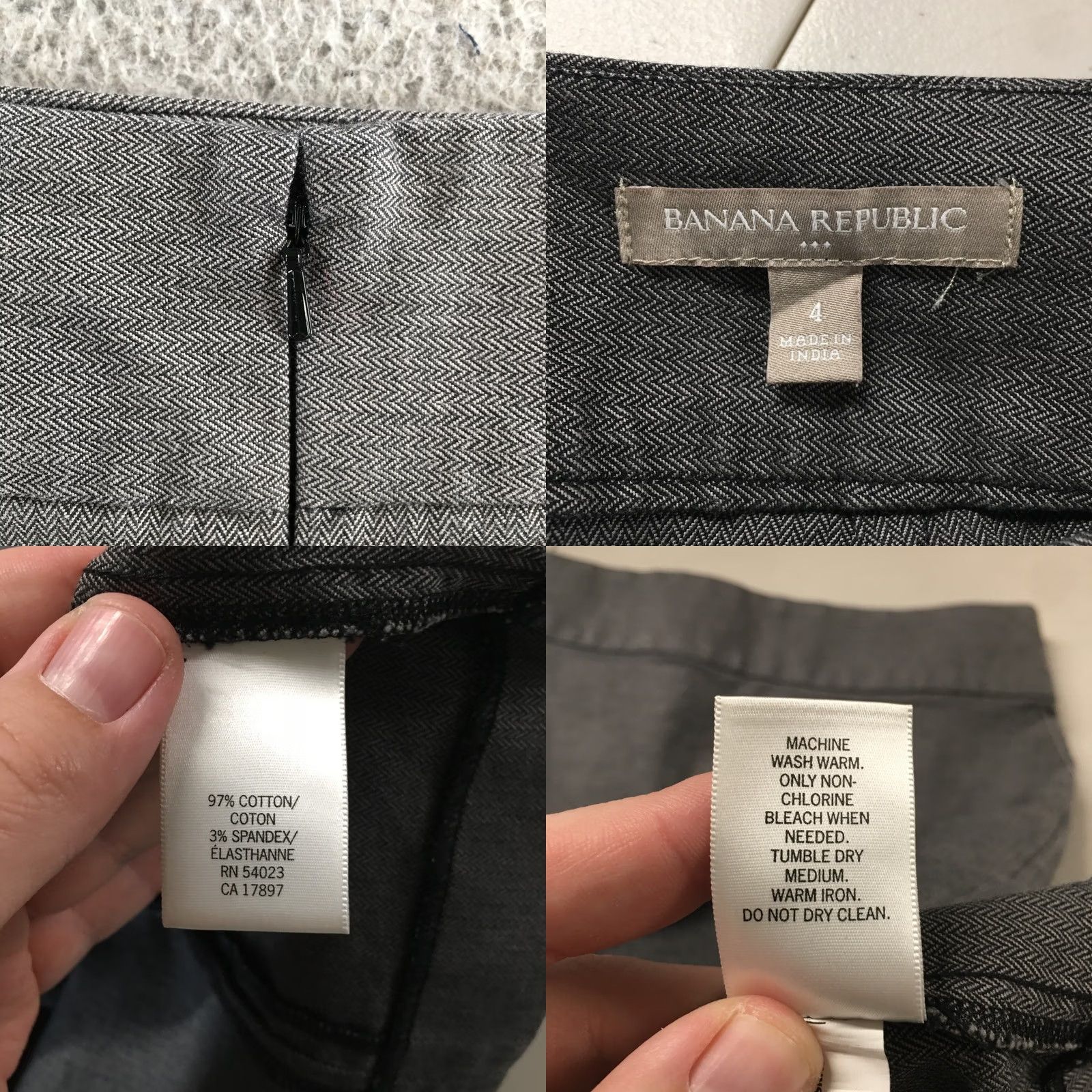 Banana Republic Banana Republic Skirt Womens 4 Gray Cotton Blend Flat Front Straight & Pencil Knee Length Casual Business Mens Womens Girls? Size 27" / US 4 / IT 40 - 9 Thumbnail